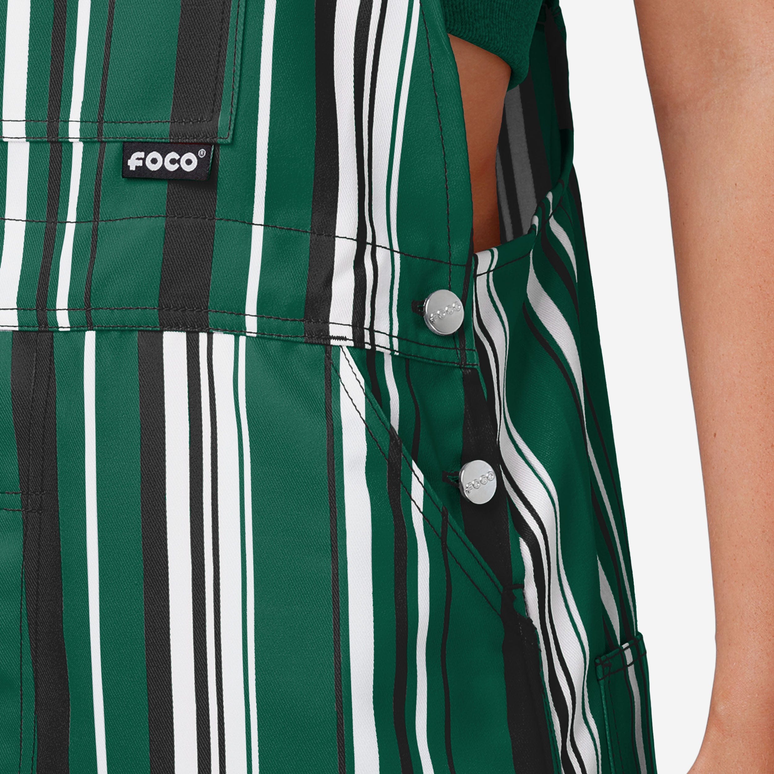 New Womens Hyper Stripe Bib Overalls