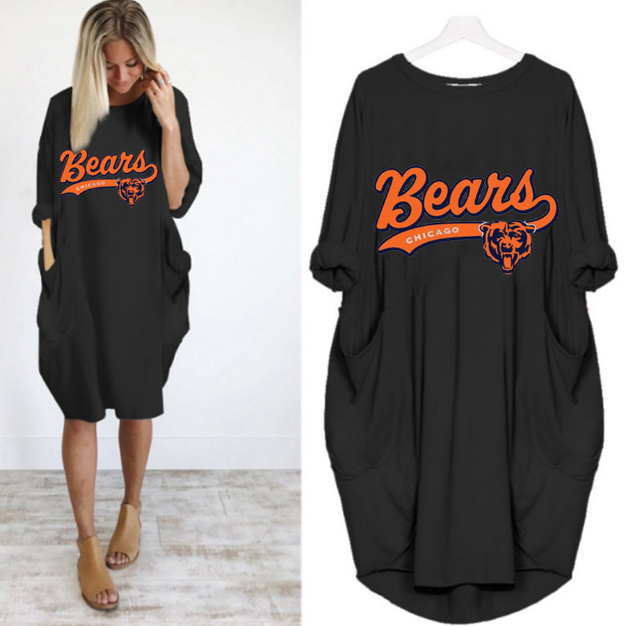 Simple casual loose pocket long sleeve dress