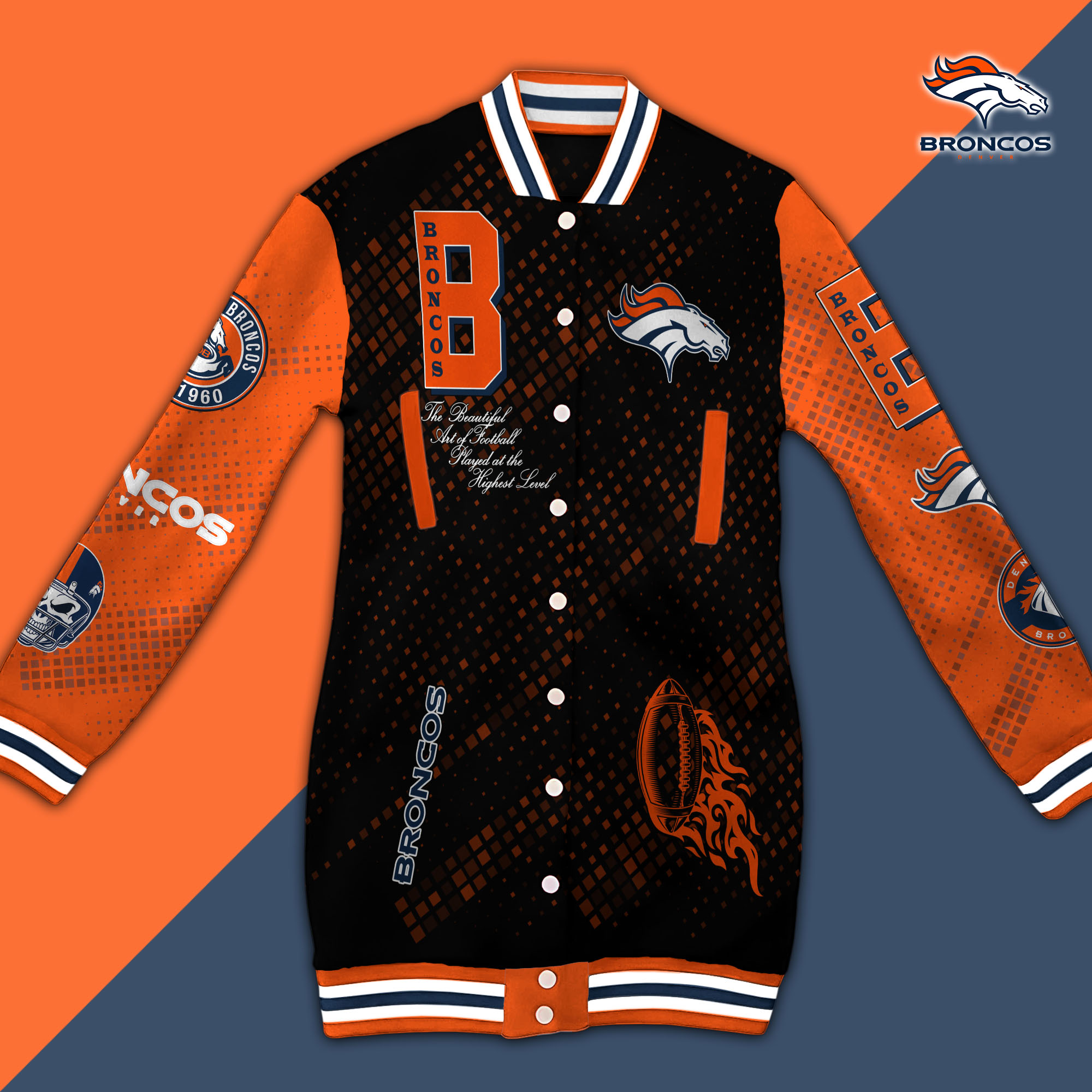 Denver Broncos Limited Edition Button Down Long Sleeve Jacket Dress