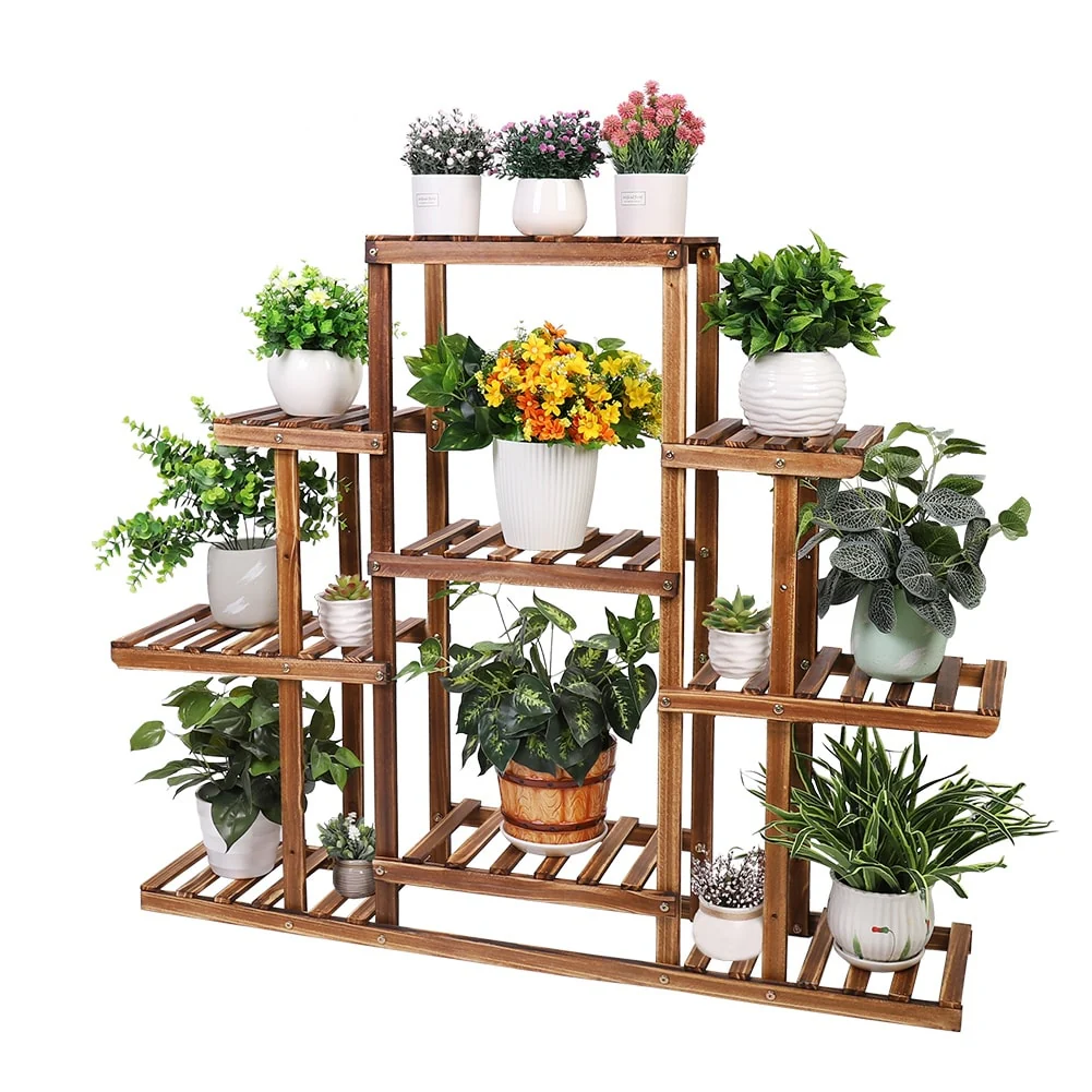 Large Ladder Multi Plant Stand Wooden Garden Planter Shelf