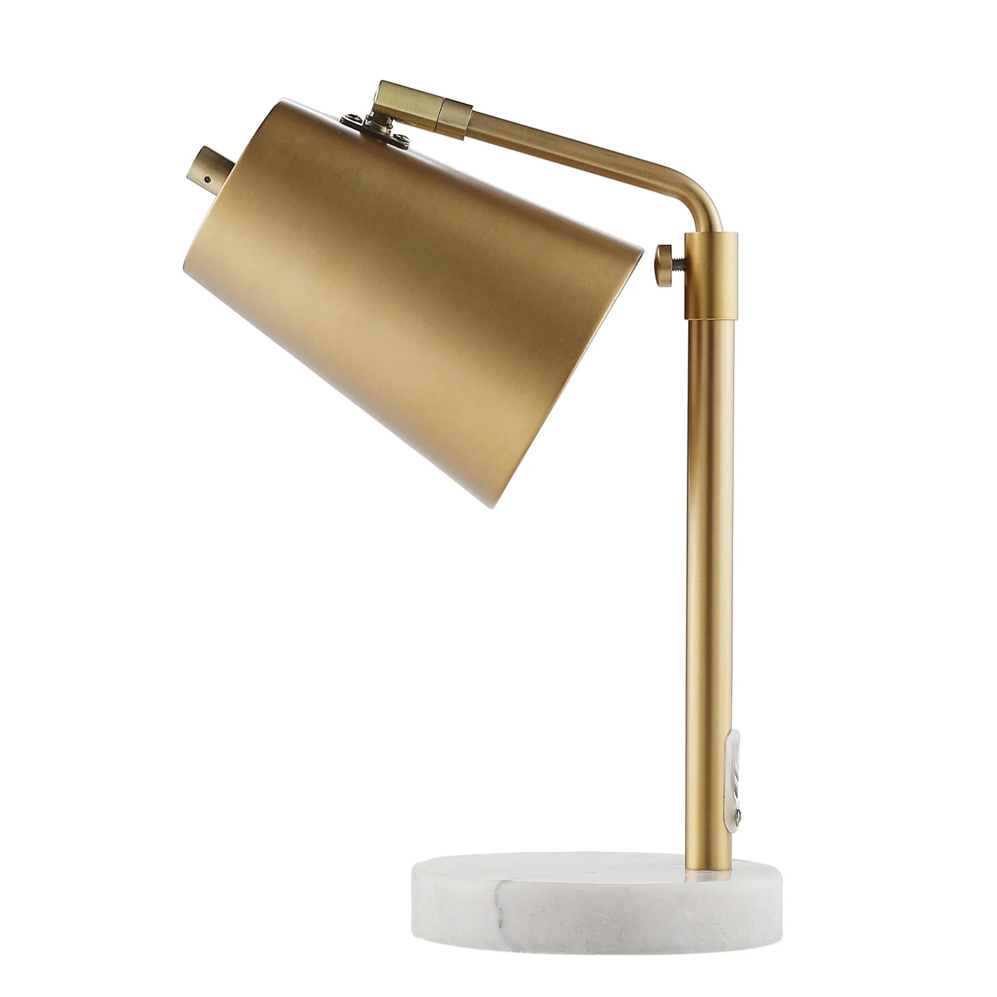 20-in Adjustable Desk Lamp with Marble Base - Antique Brass - Gold