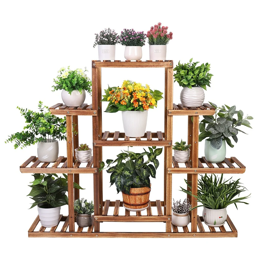 Large Ladder Multi Plant Stand Wooden Garden Planter Shelf