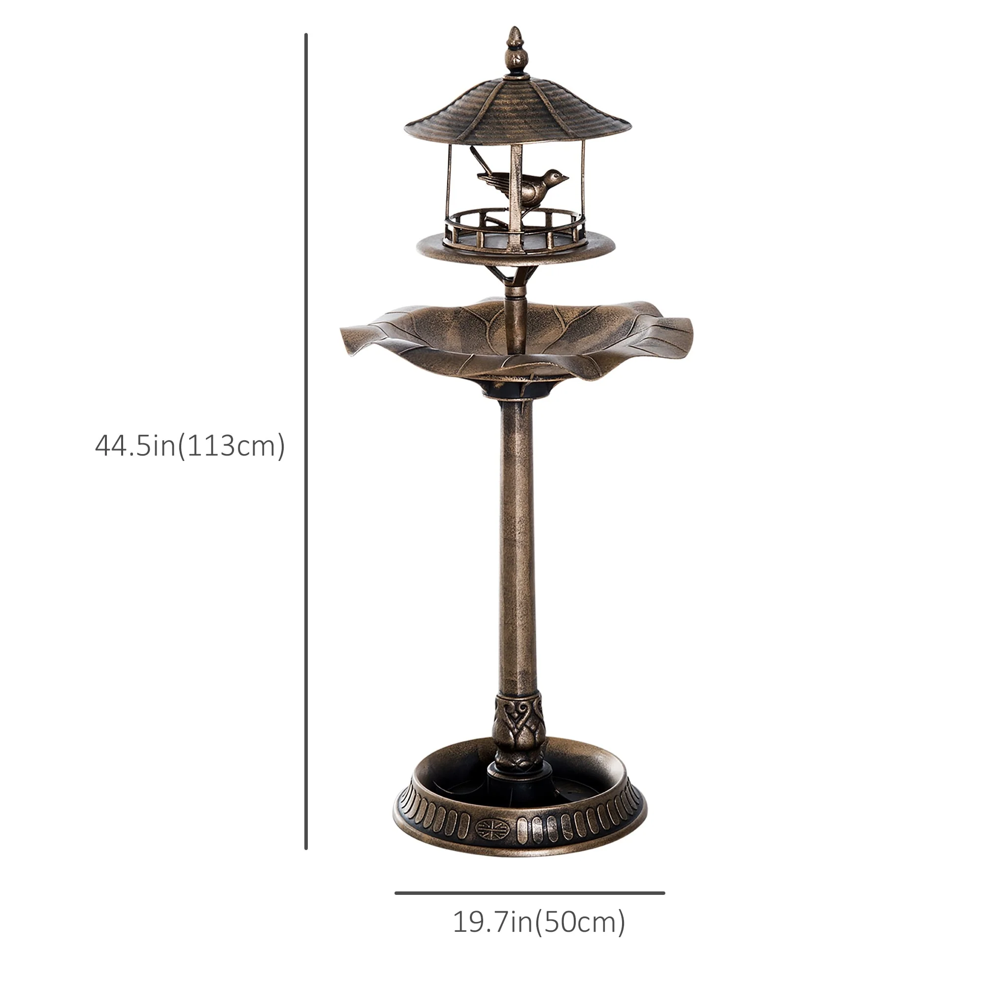 3-in-1 Resin Free Standing Garden Pedestal Bird Bath Bowl Feeder Planter - Bronze