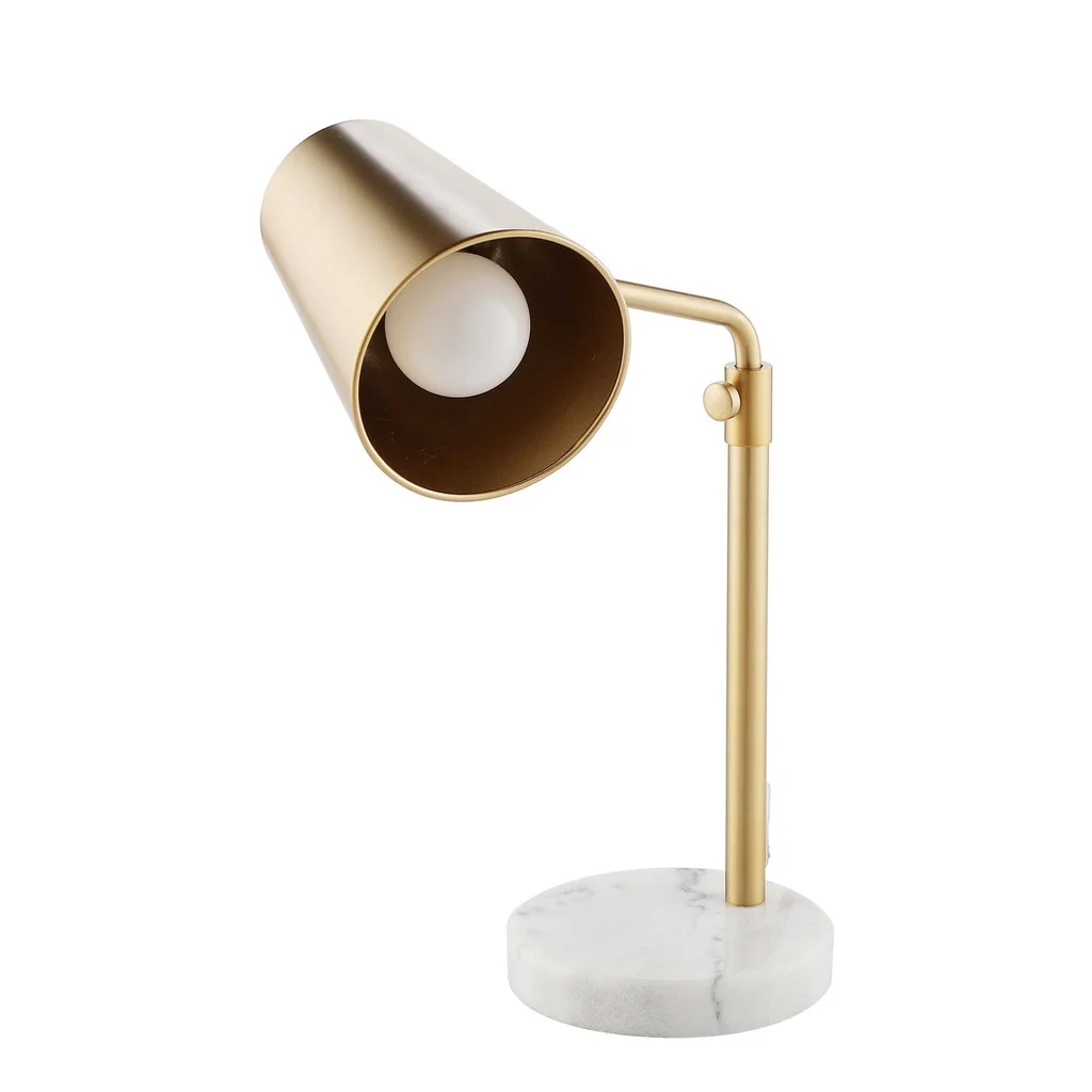 20-in Adjustable Desk Lamp with Marble Base - Antique Brass - Gold