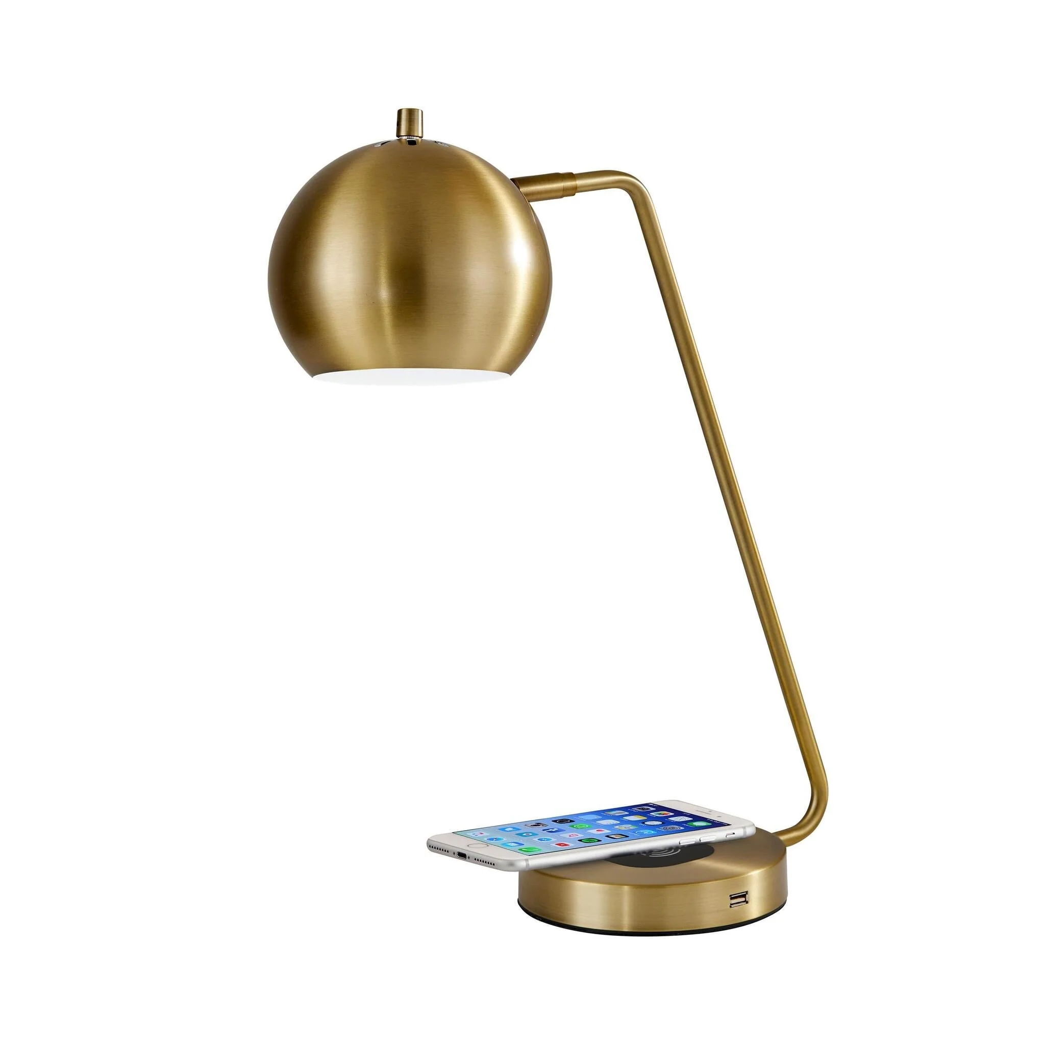 Emerson Desk Lamp with AdessoCharge Wireless Charging Pad and USB Port