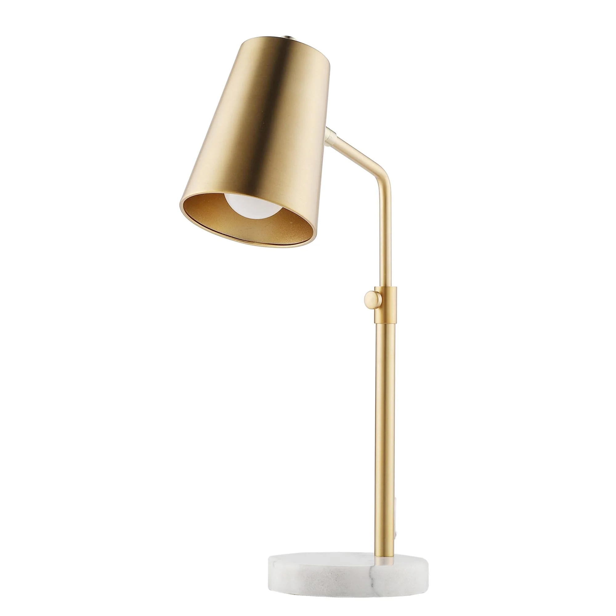 20-in Adjustable Desk Lamp with Marble Base - Antique Brass - Gold