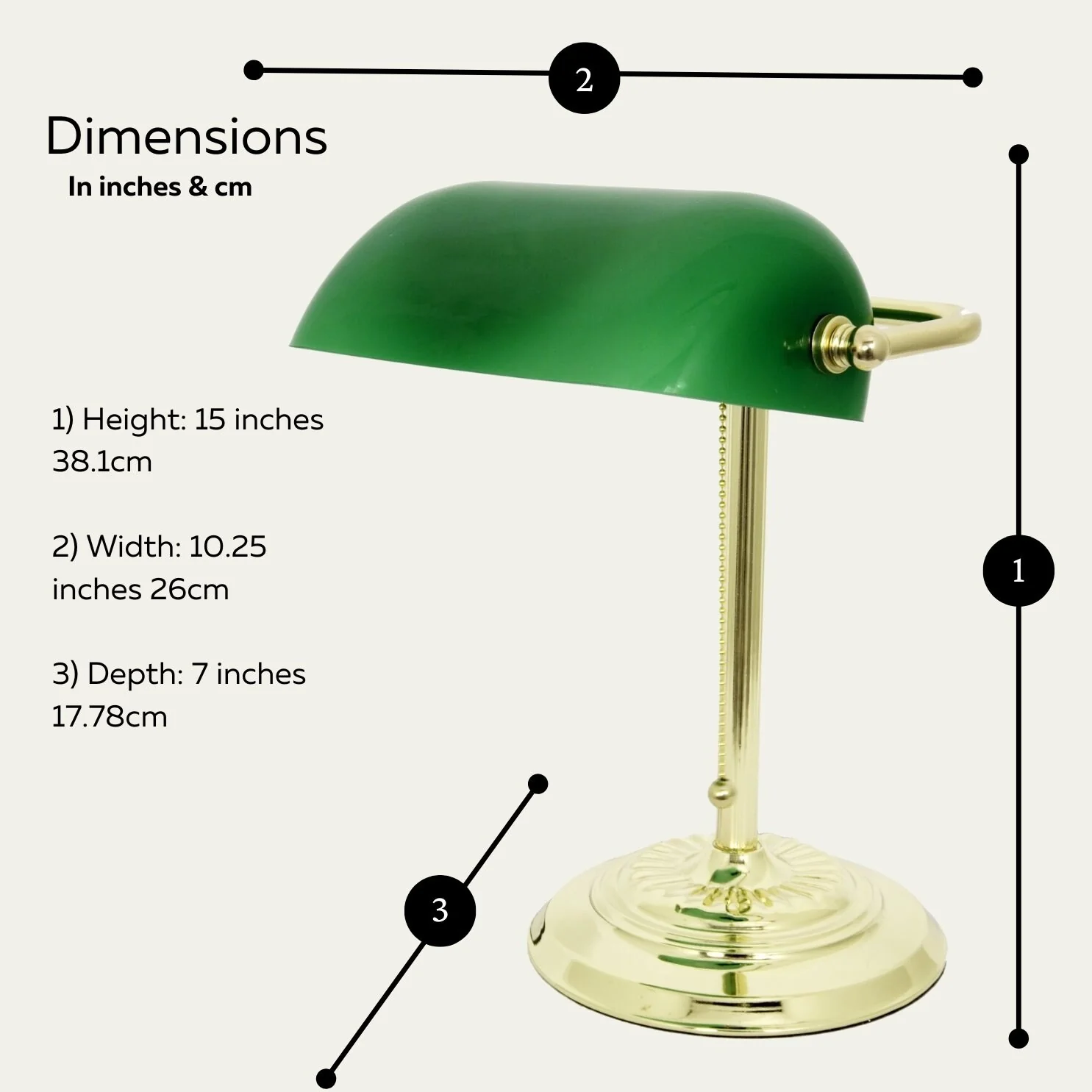 Traditional Bankers Desk Lamp With Green Glass Shade