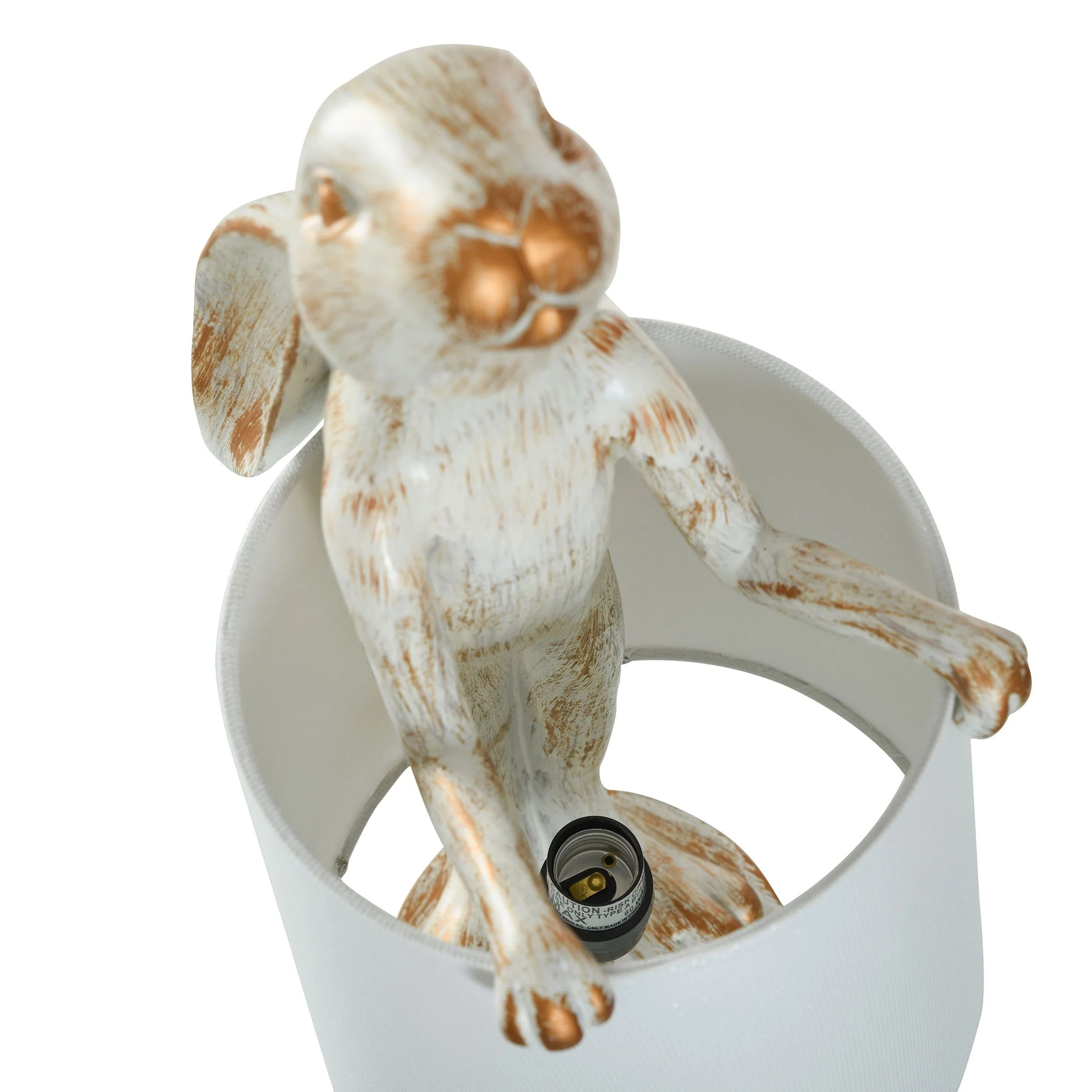 White Washed Light Copper Rabbit Desk Lamp
