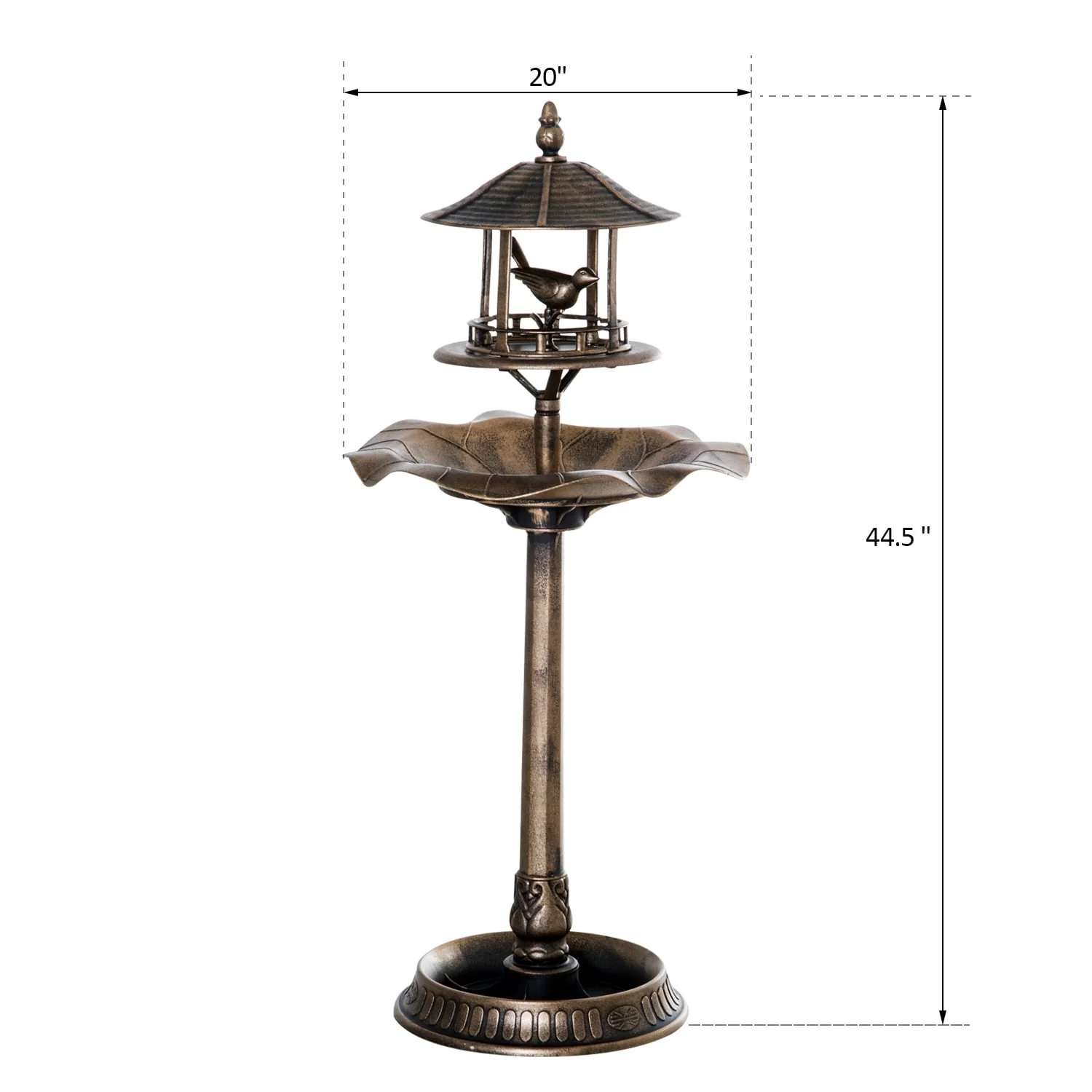 3-in-1 Resin Free Standing Garden Pedestal Bird Bath Bowl Feeder Planter - Bronze