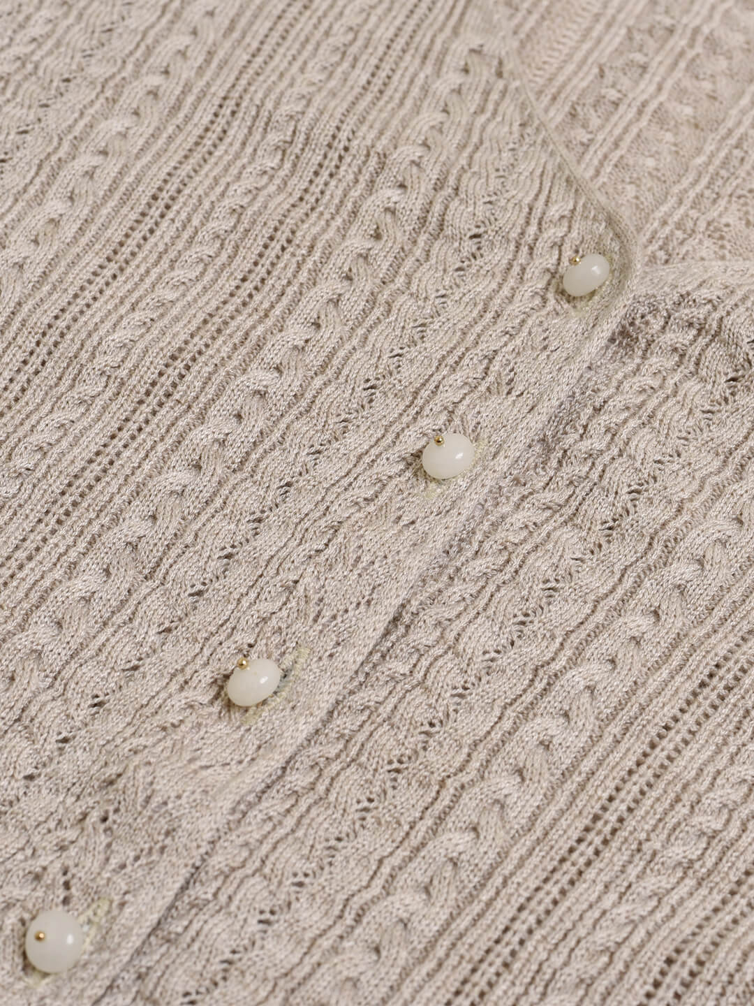 Cable Camel Knit Cardigan