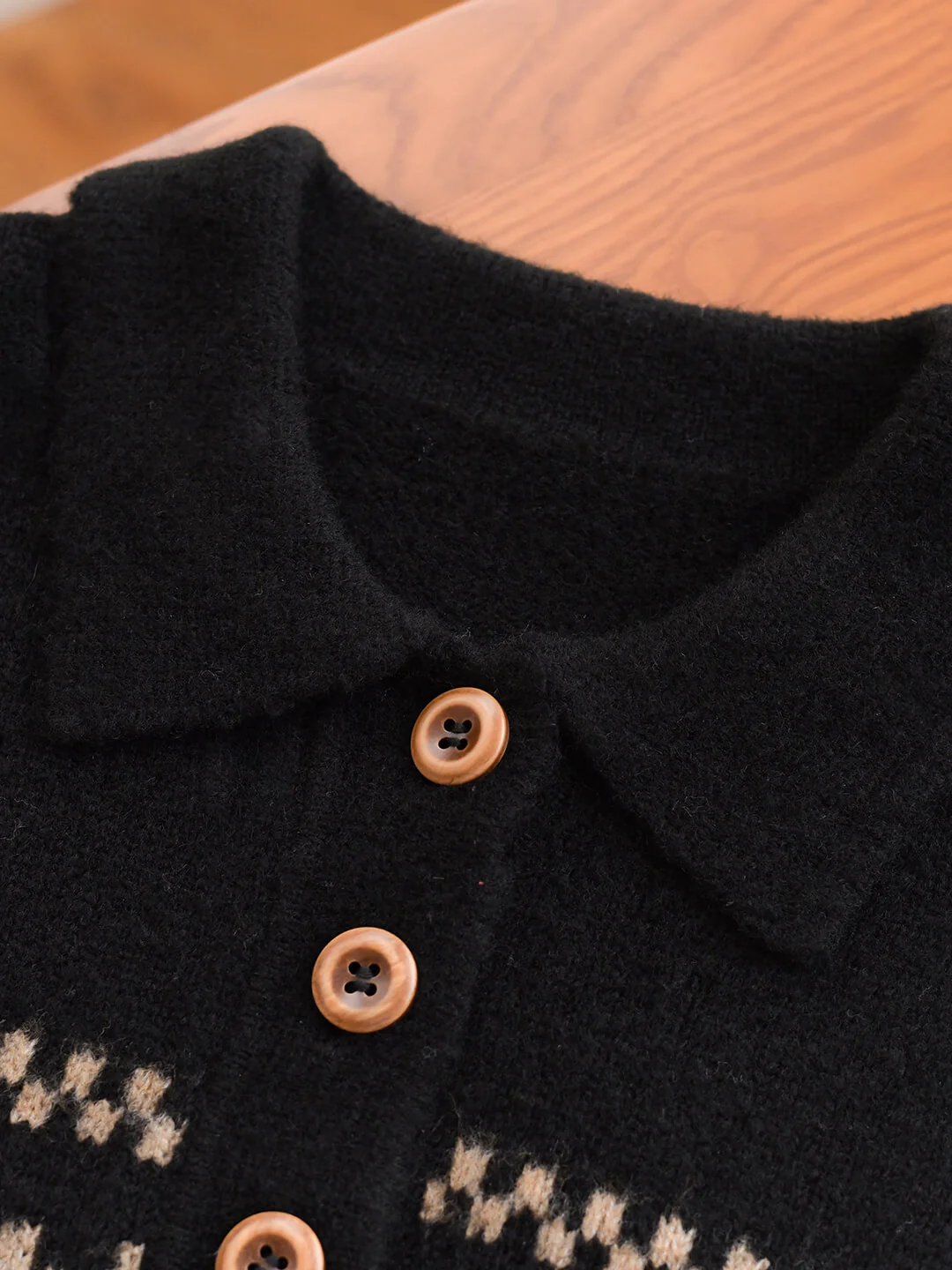 Snowflake Jacquard Polo Fair Isle Knit Sweater