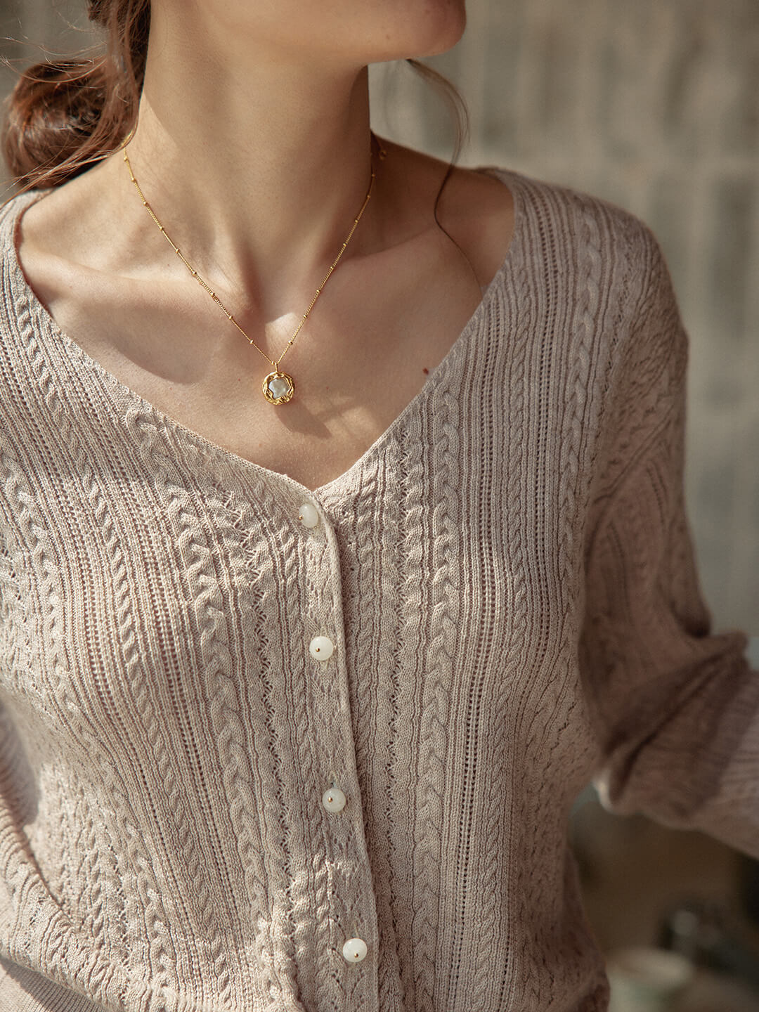 Cable Camel Knit Cardigan