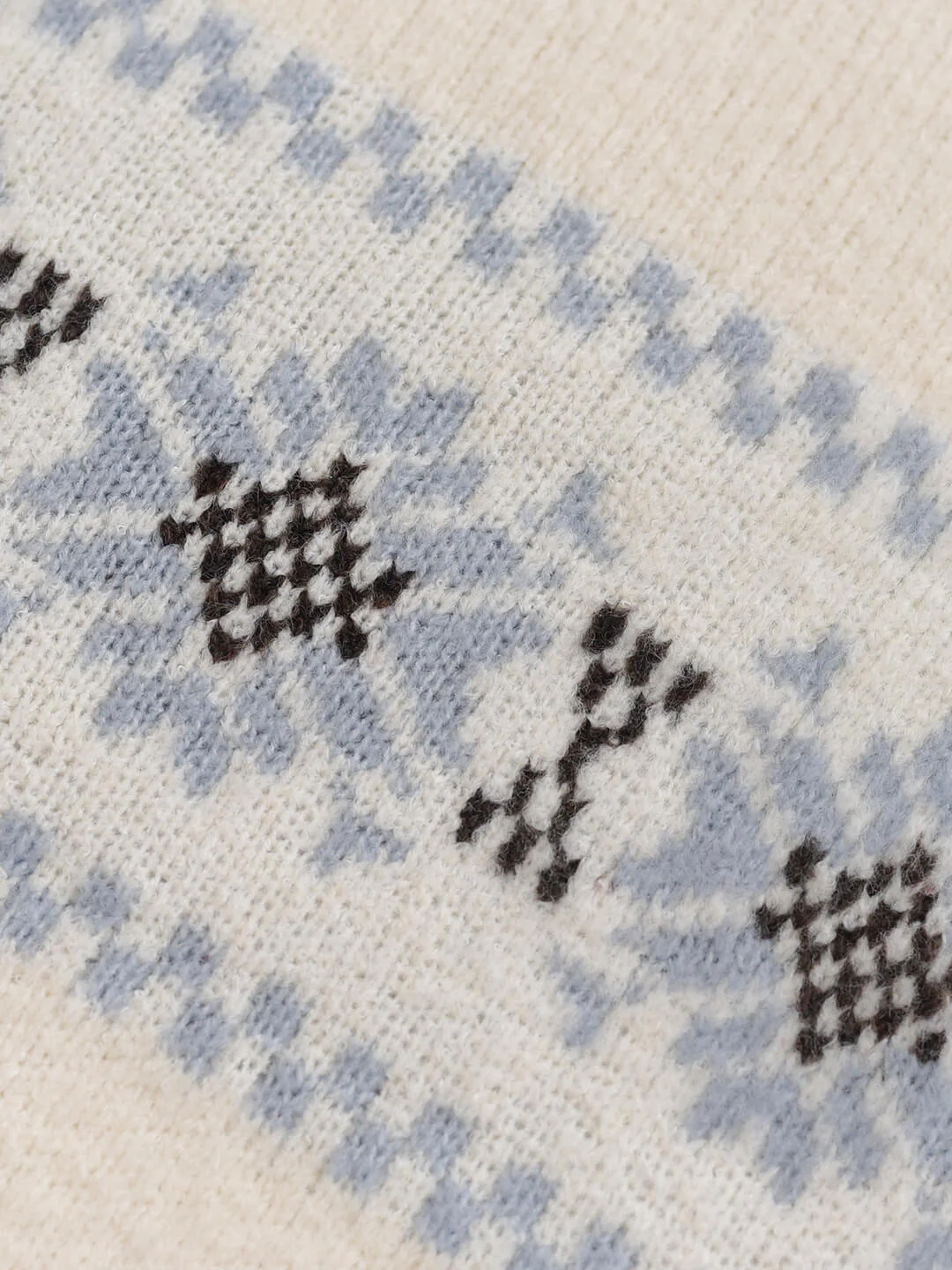 Snowflake Jacquard Polo Fair Isle Knit Sweater