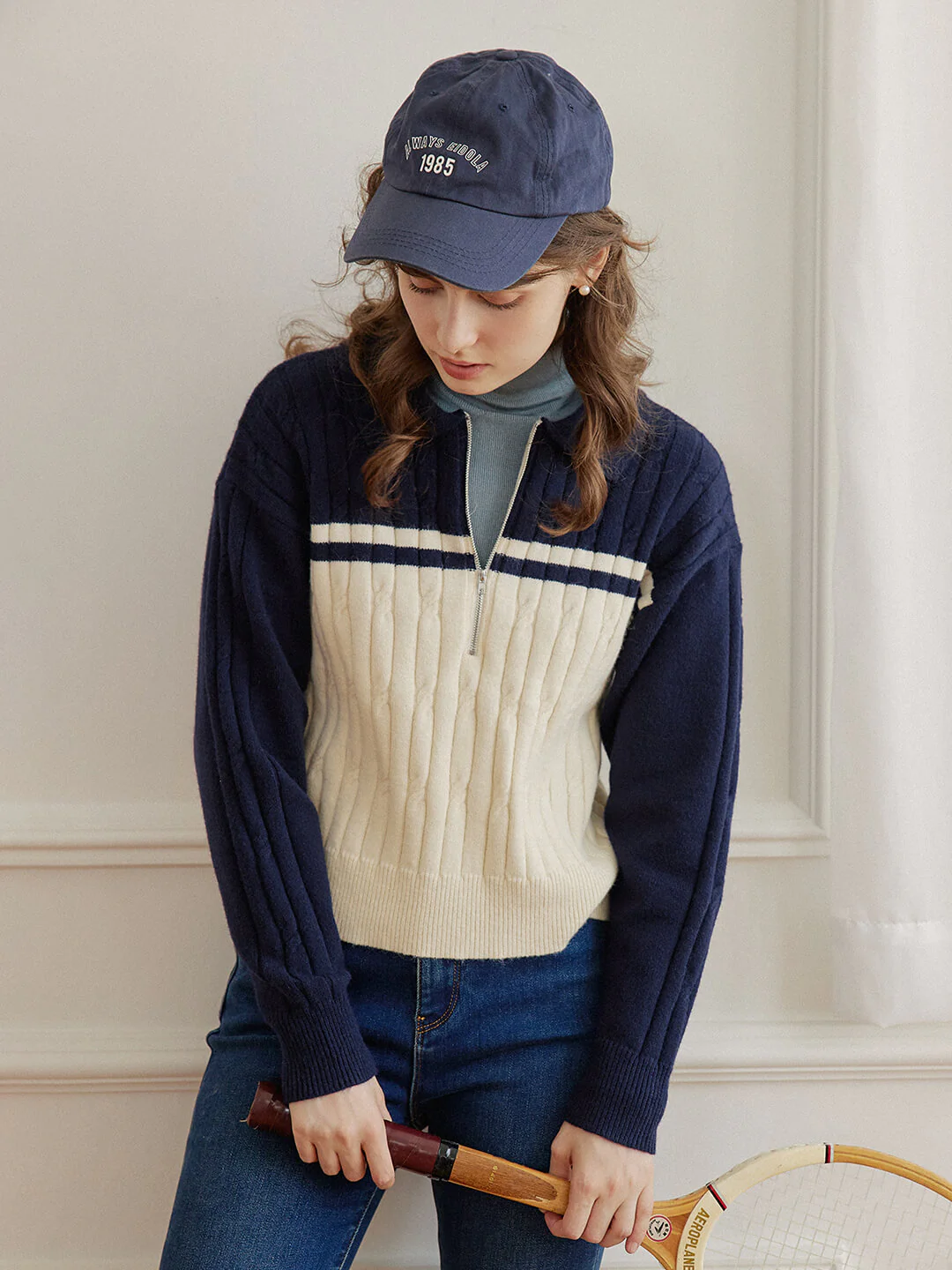 Polo Cable Blue Knit Sweater