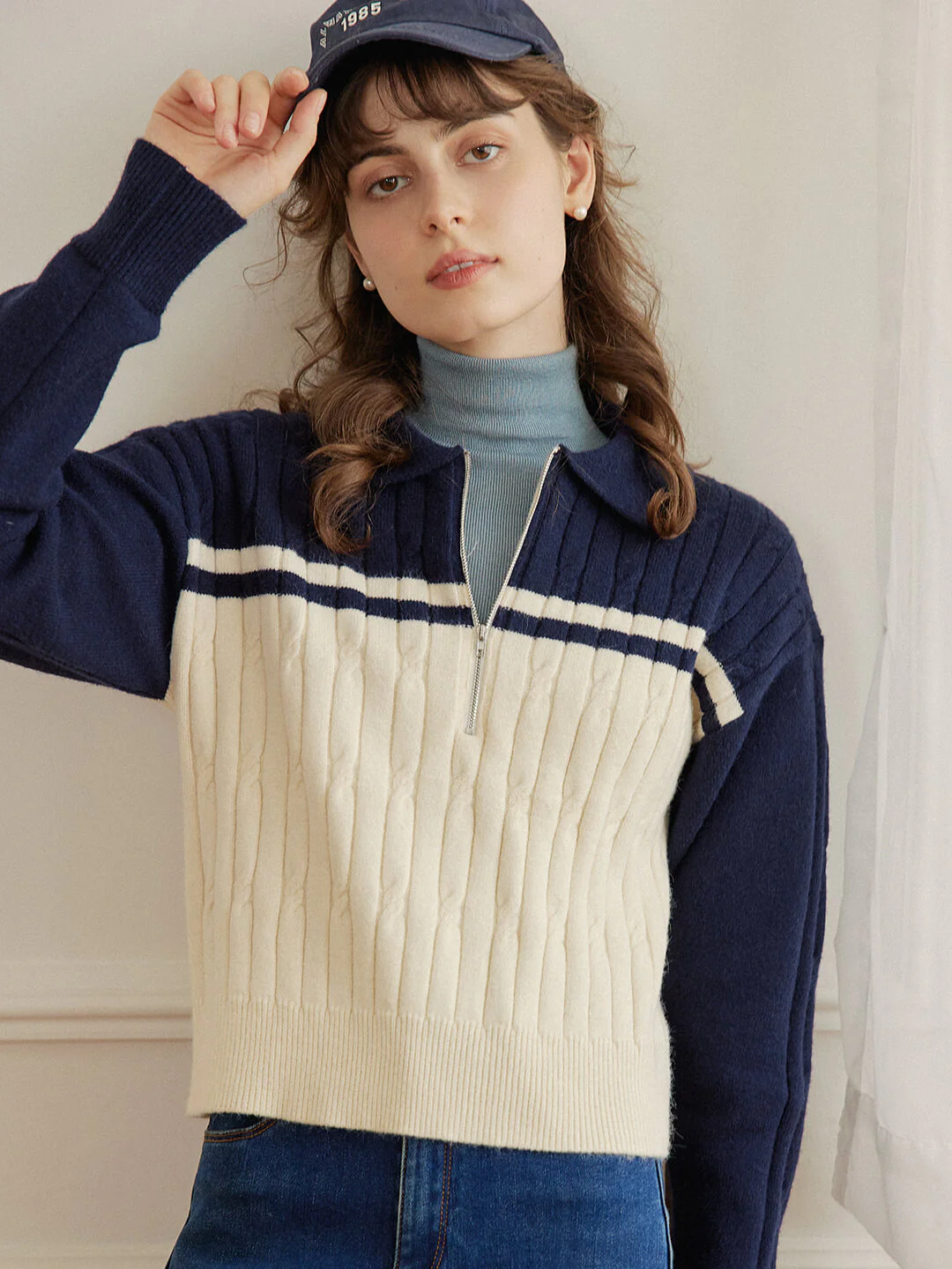 Polo Cable Blue Knit Sweater
