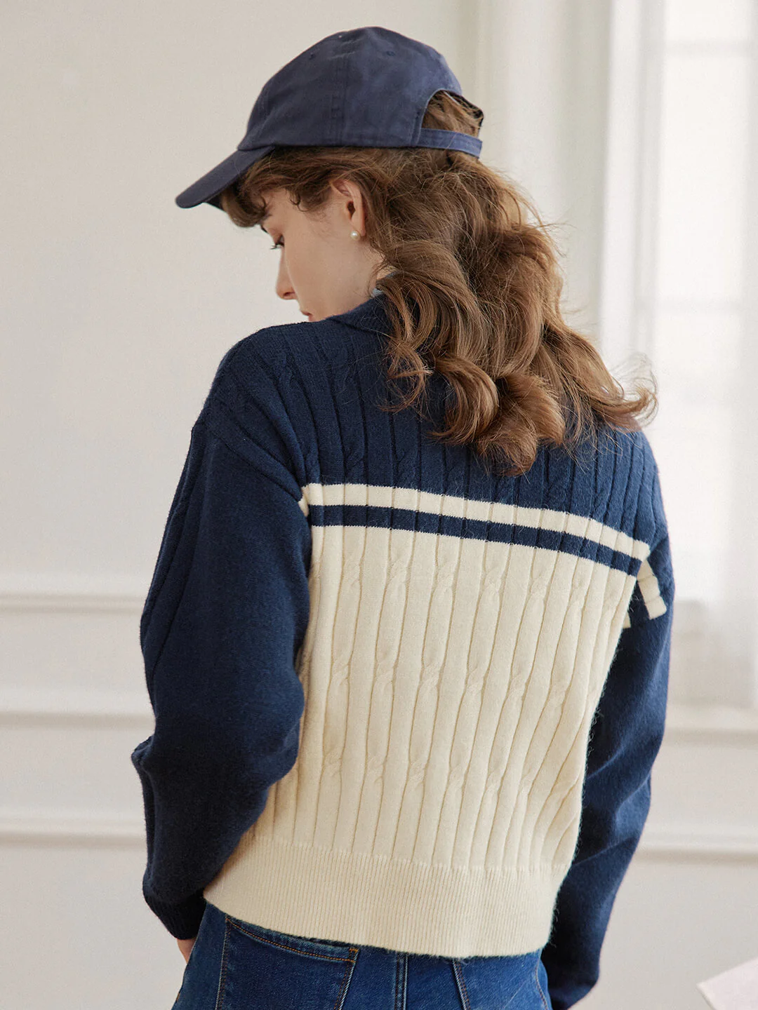 Polo Cable Blue Knit Sweater