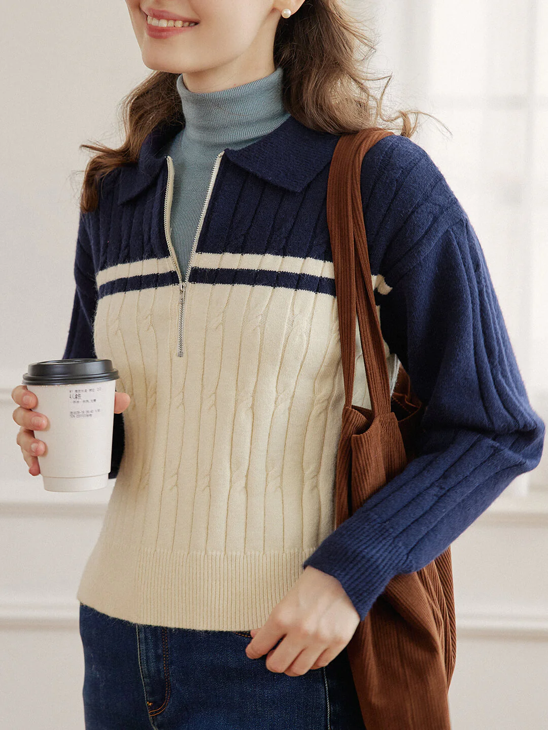 Polo Cable Blue Knit Sweater