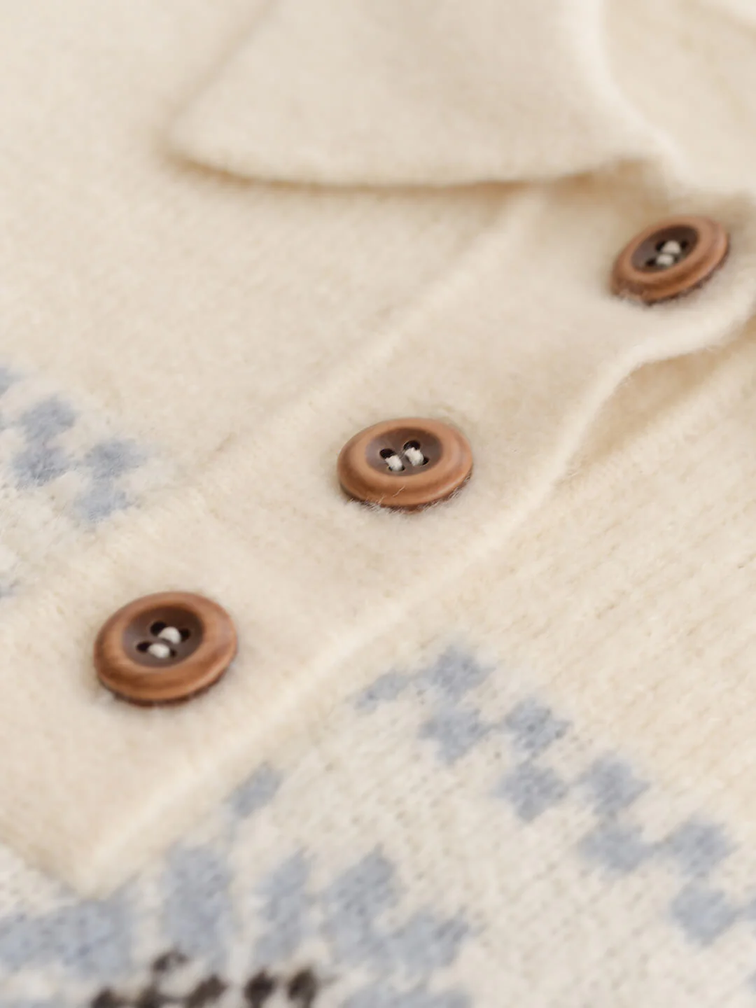Snowflake Jacquard Polo Fair Isle Knit Sweater