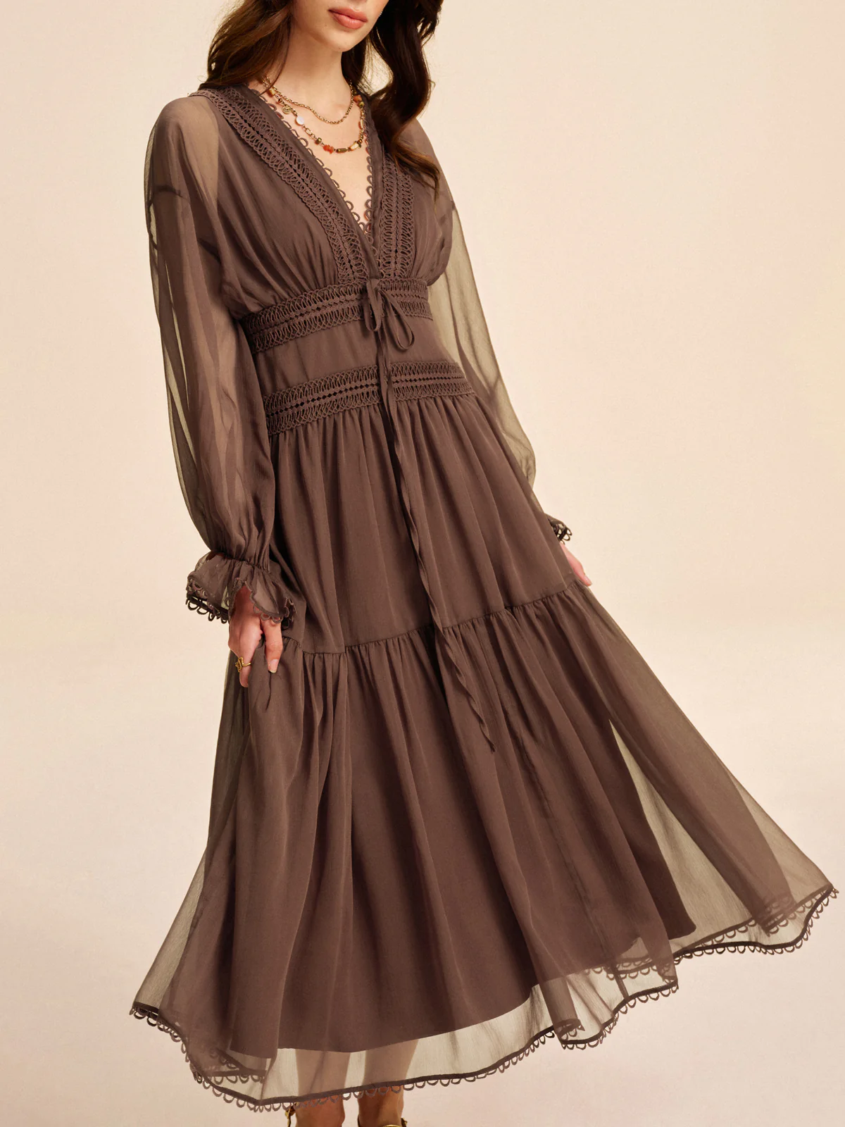 Boho Semi-Sheer Chiffon Dress