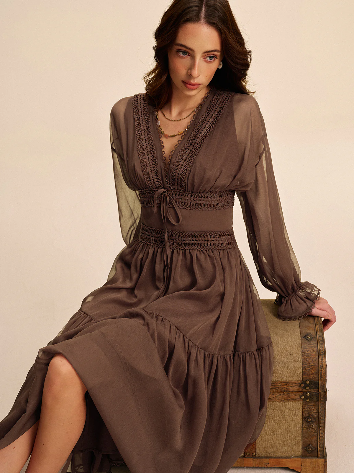 Boho Semi-Sheer Chiffon Dress