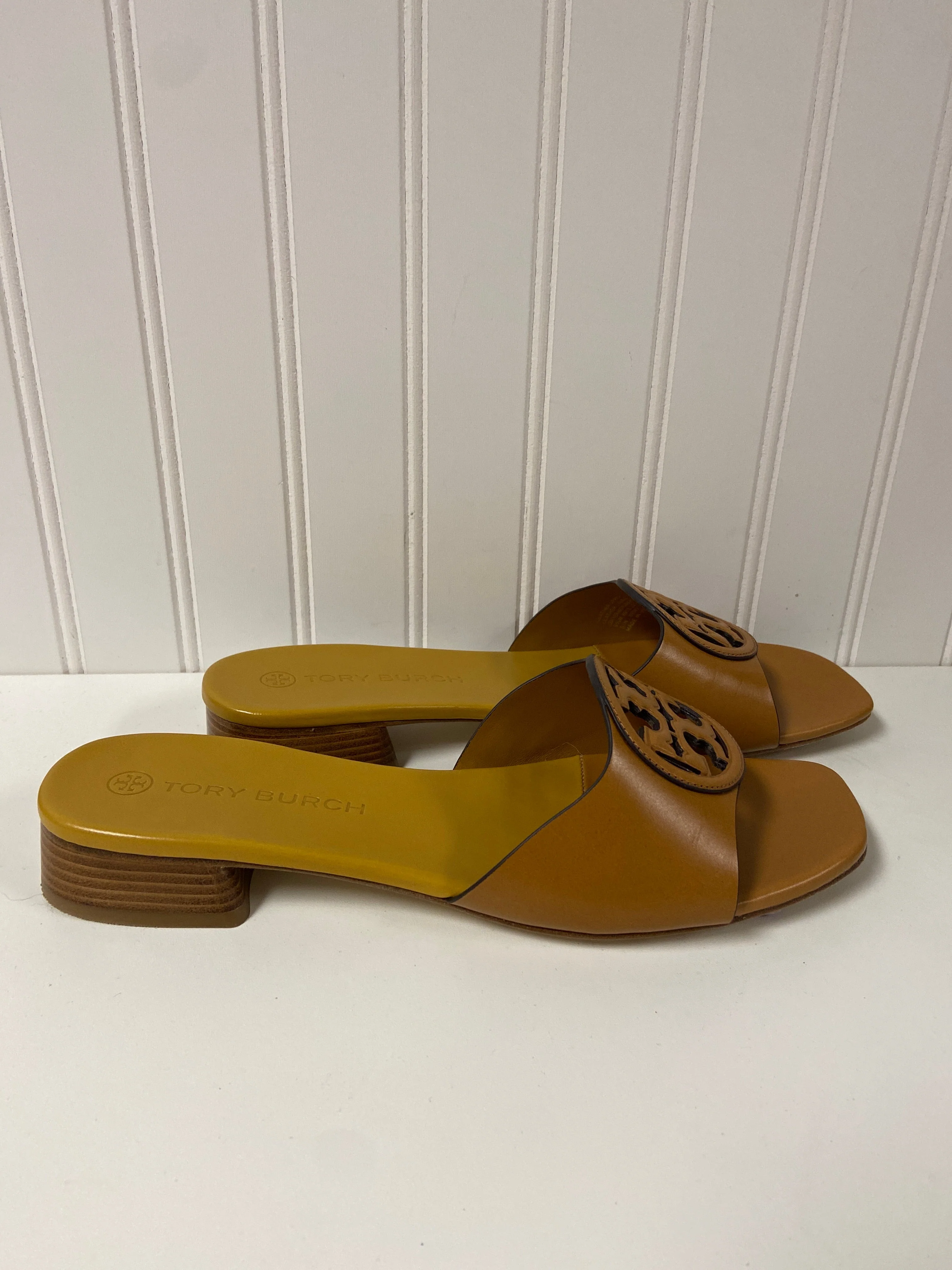 Brown & Yellow Sandals Designer Tory Burch