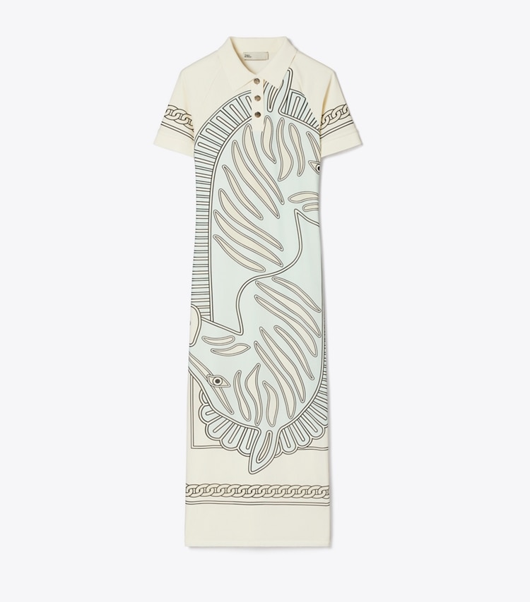 PRINTED MESH POLO DRESS