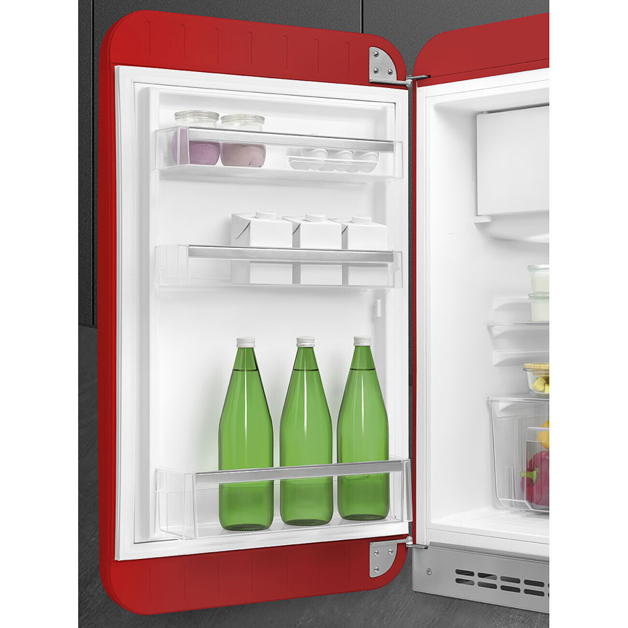 FAB10LRD6 55cm Fridge with Icebox Left Hand Hinge Red