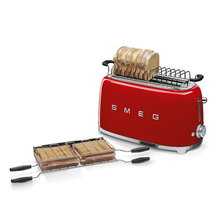 Red 4 Slice (2 Slot) Long-Slot Toaster