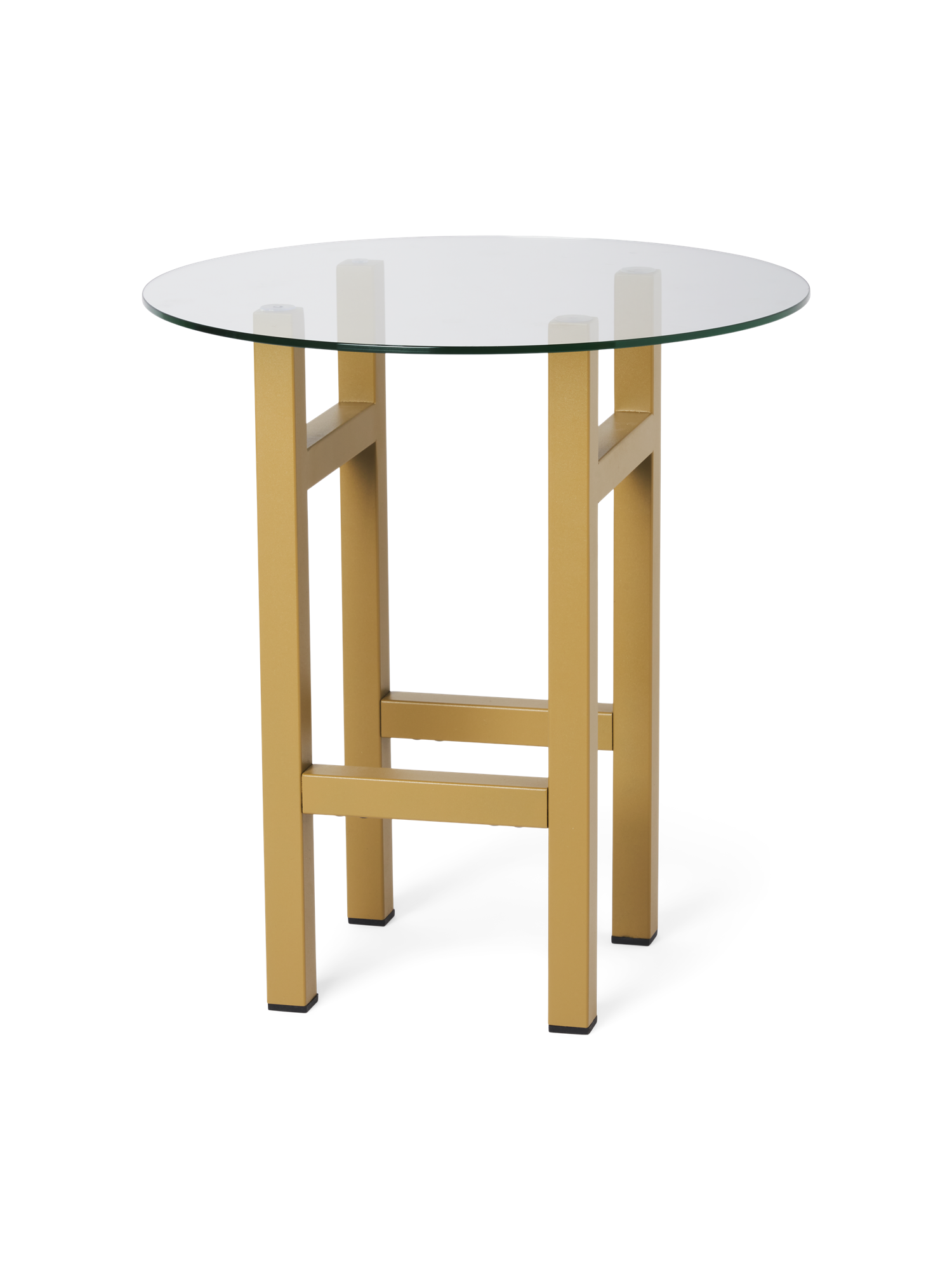 Side table Ash wood/glass/stainless steel. Ø40 x H44 cm.