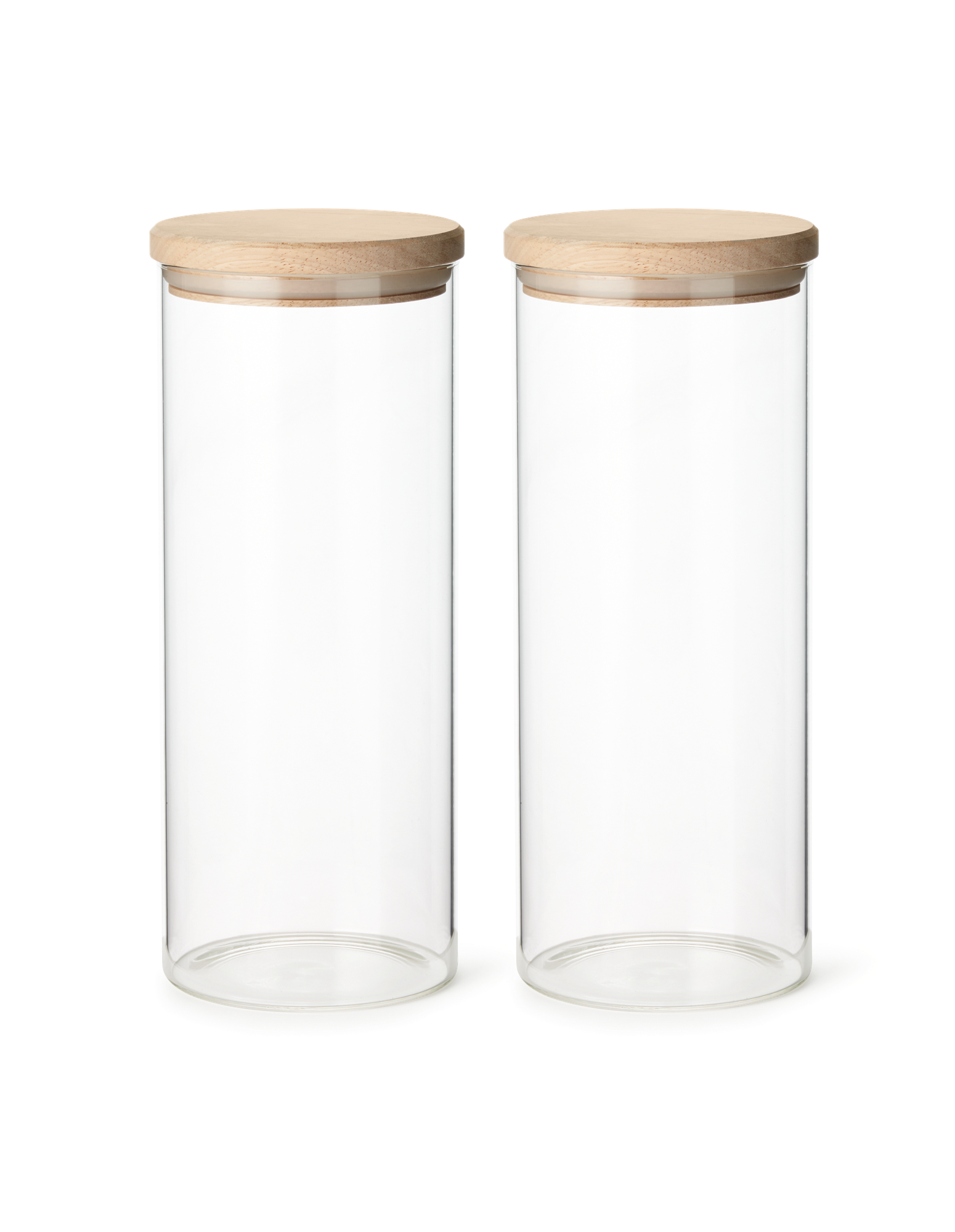 Jars with lid 2-pack Glass/rubber wood. 1400 ml. 2 pcs.