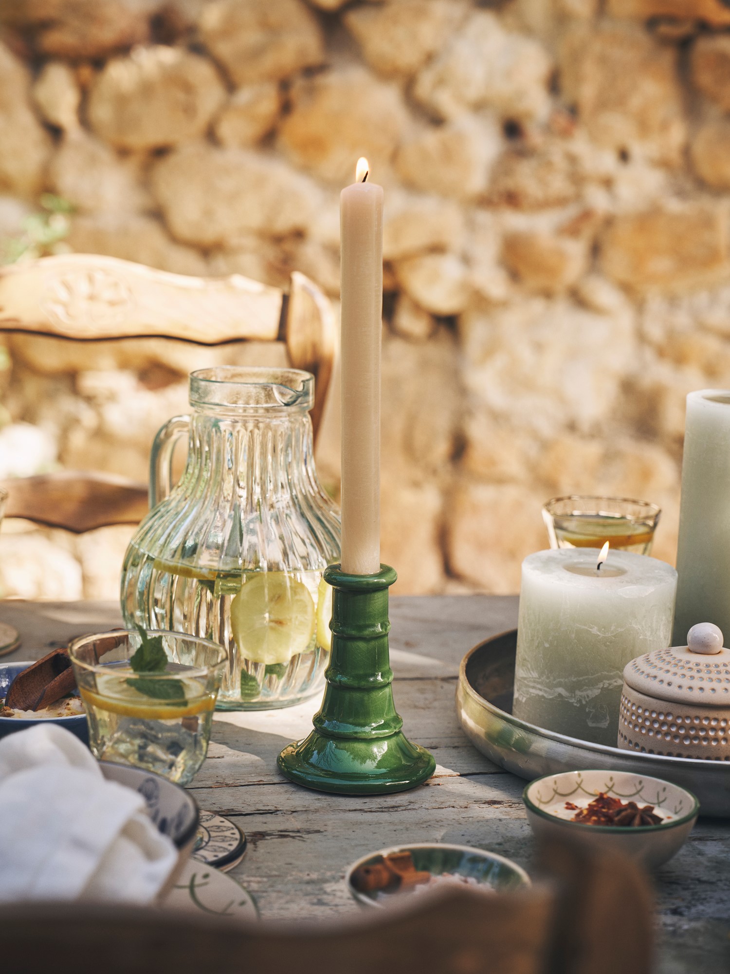 Candleholder Stoneware. Ø9 x 12 cm.