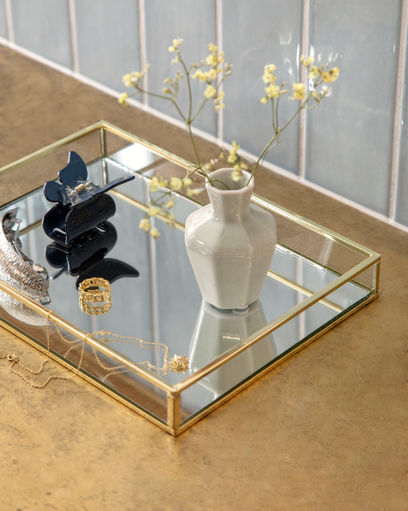 Decorative tray Glass/iron. 25 x 18 x 3 cm.