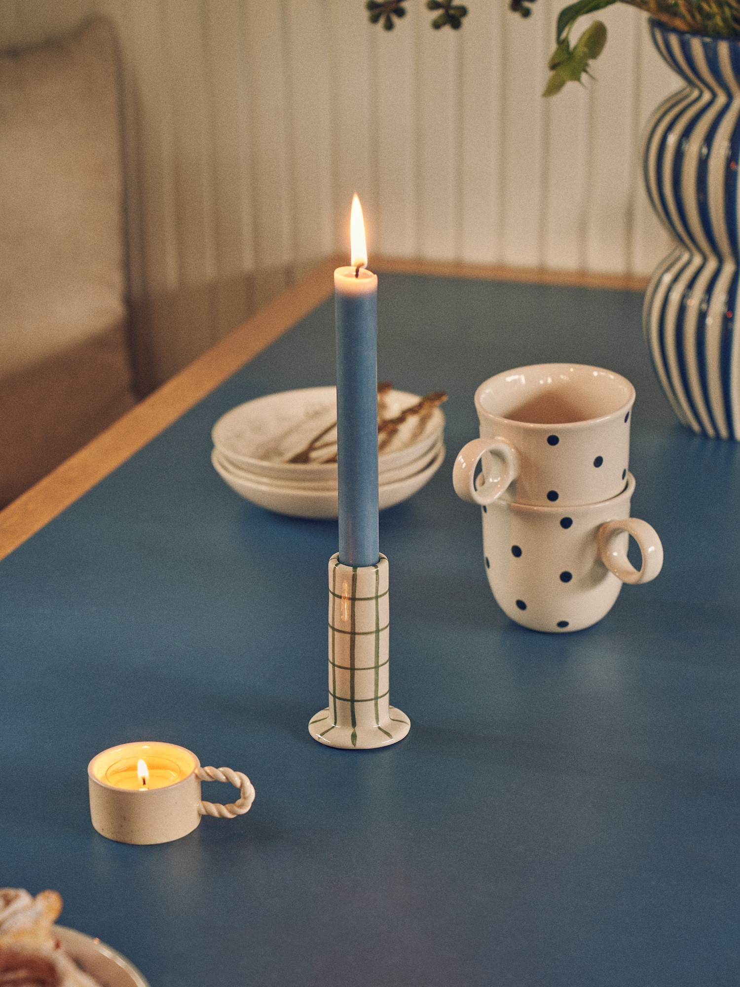 Candleholder Ceramic. Ø5 x 10 cm.