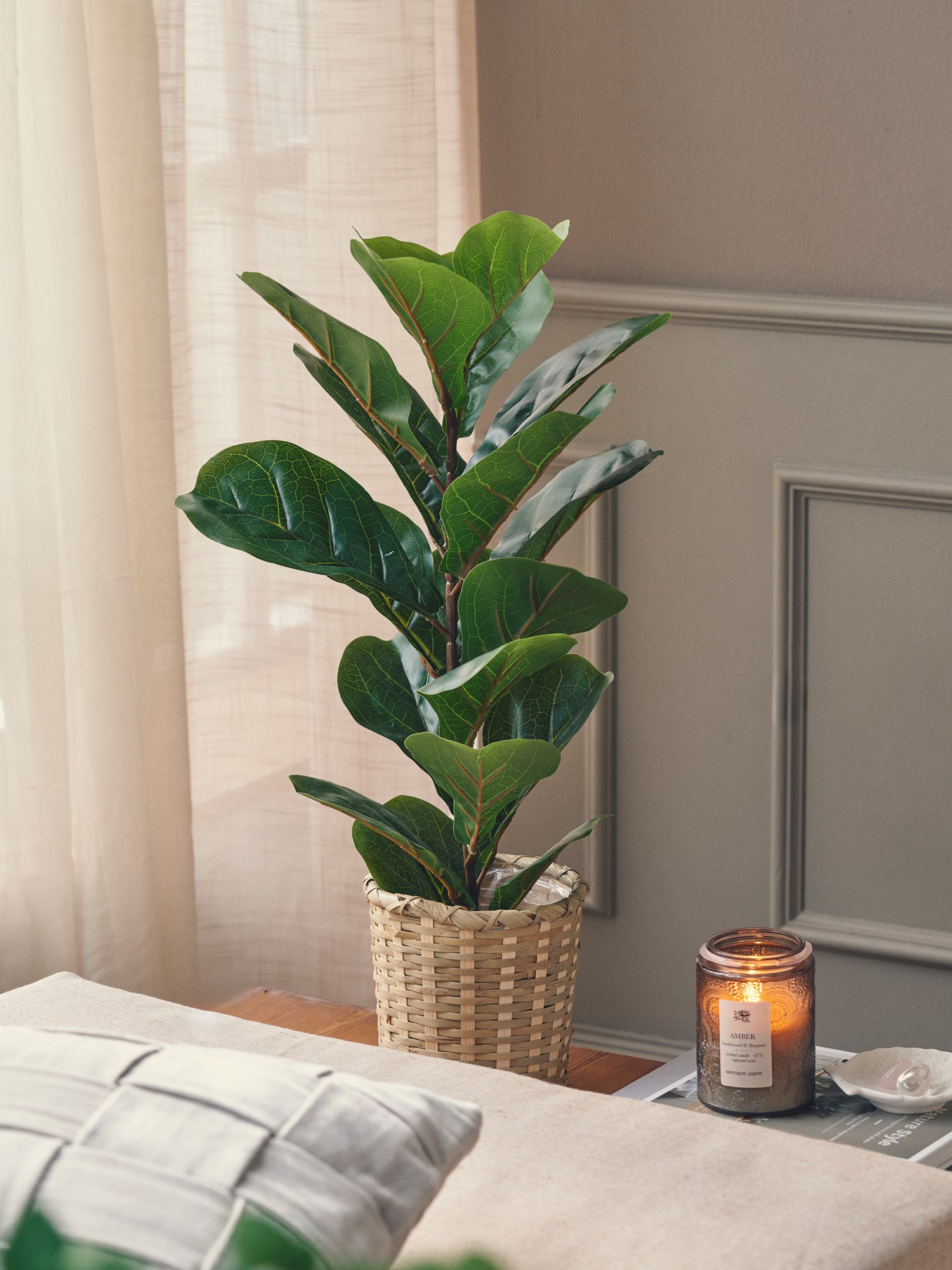 Artificial fiddle leaf fig tree in pot 60 cm.