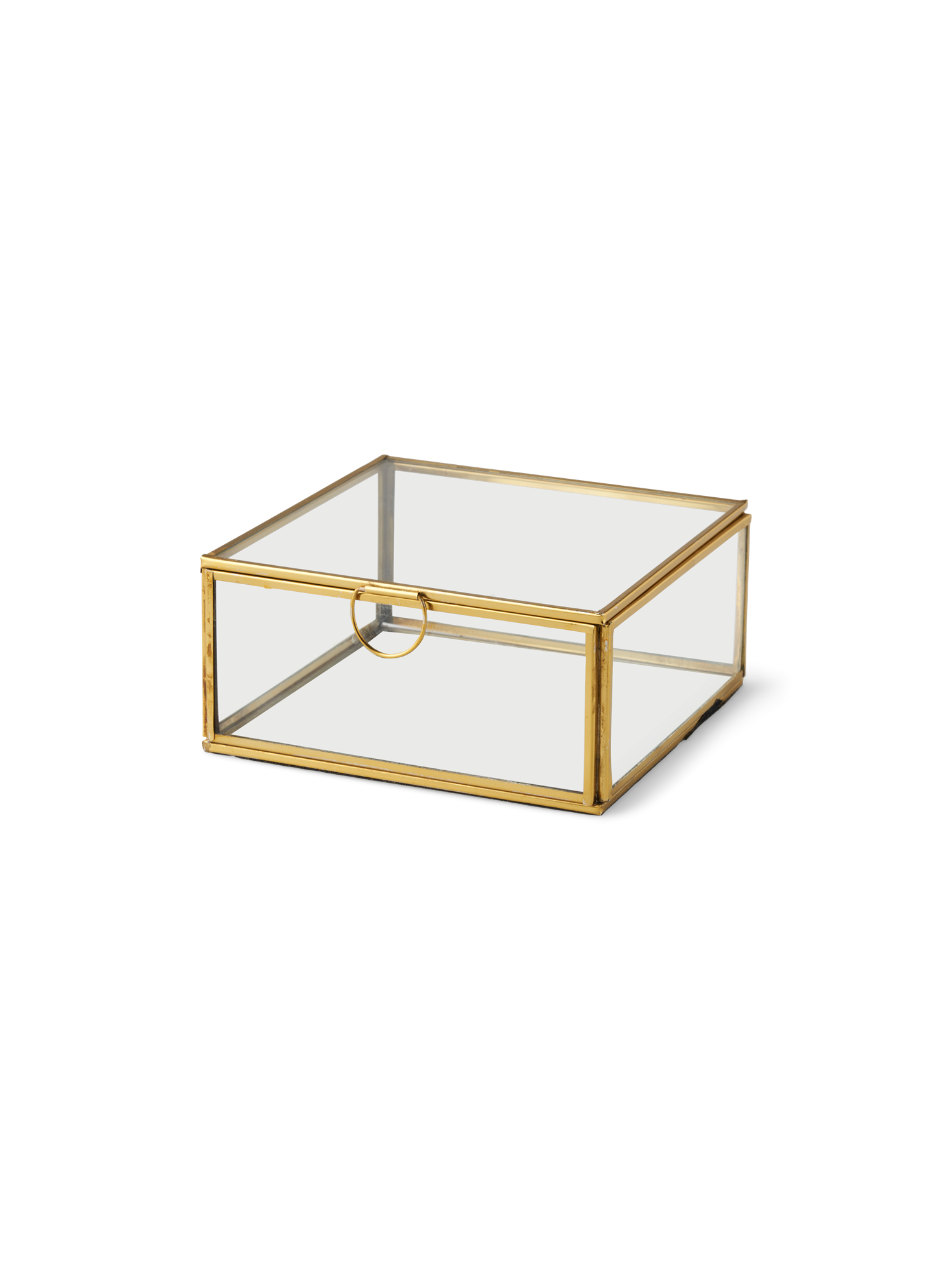 Jewellery box Glass/brass. 14.5 x 14.5 x 6.7 cm.