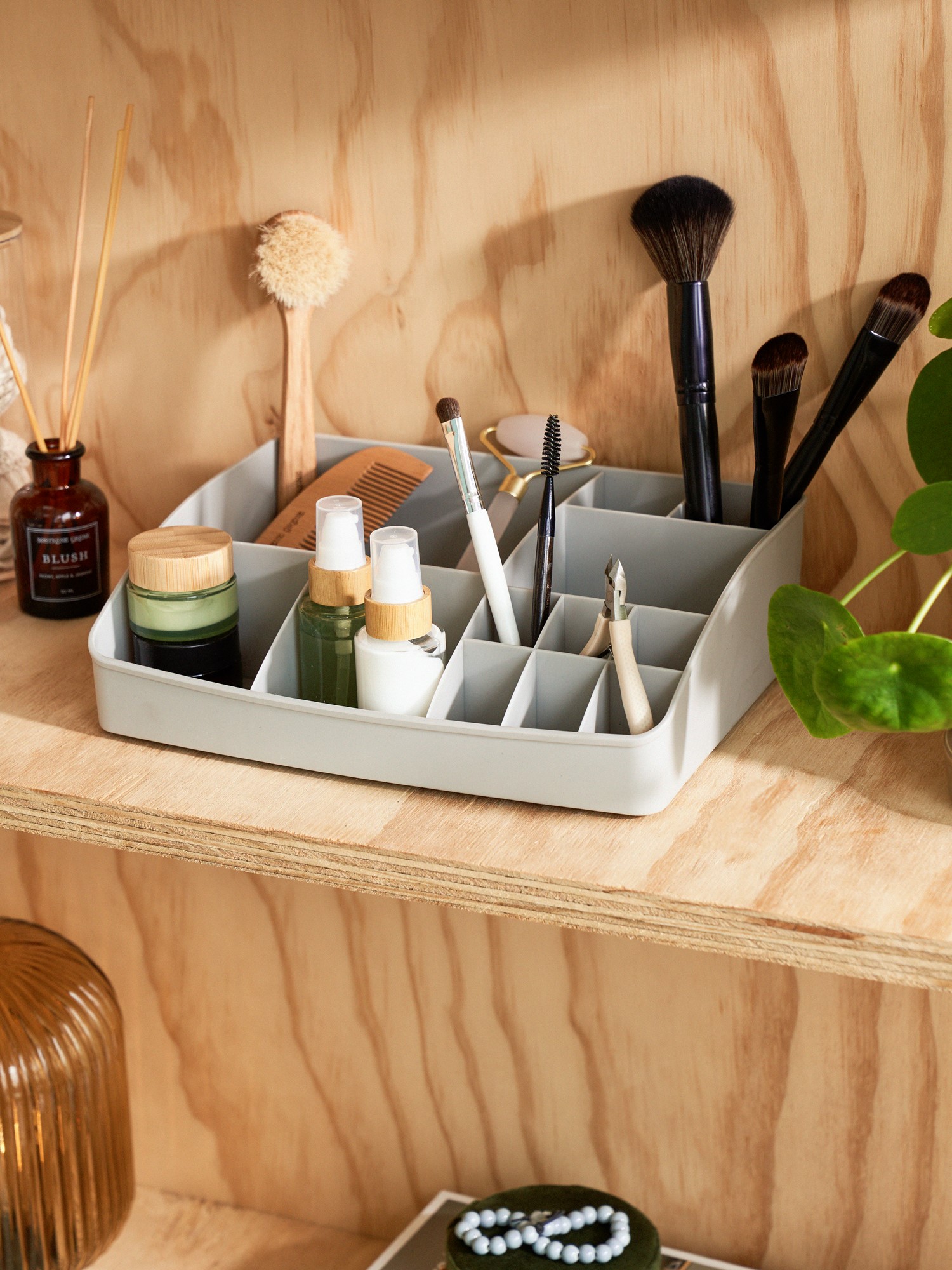 Container with lid Glass/bamboo/polypropylene. 50 ml.