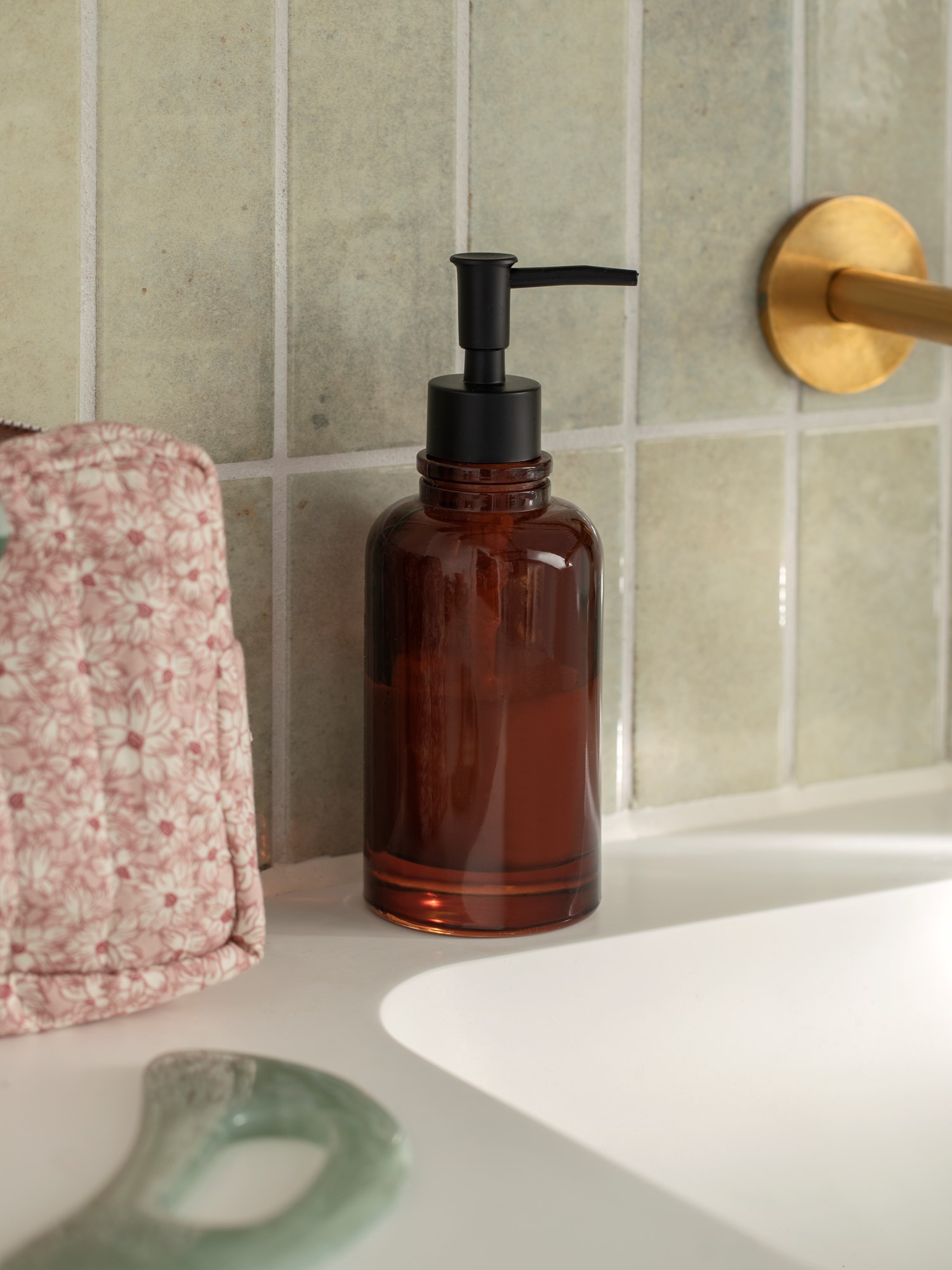 Soap dispenser Glass. 20.5 x 7 cm.