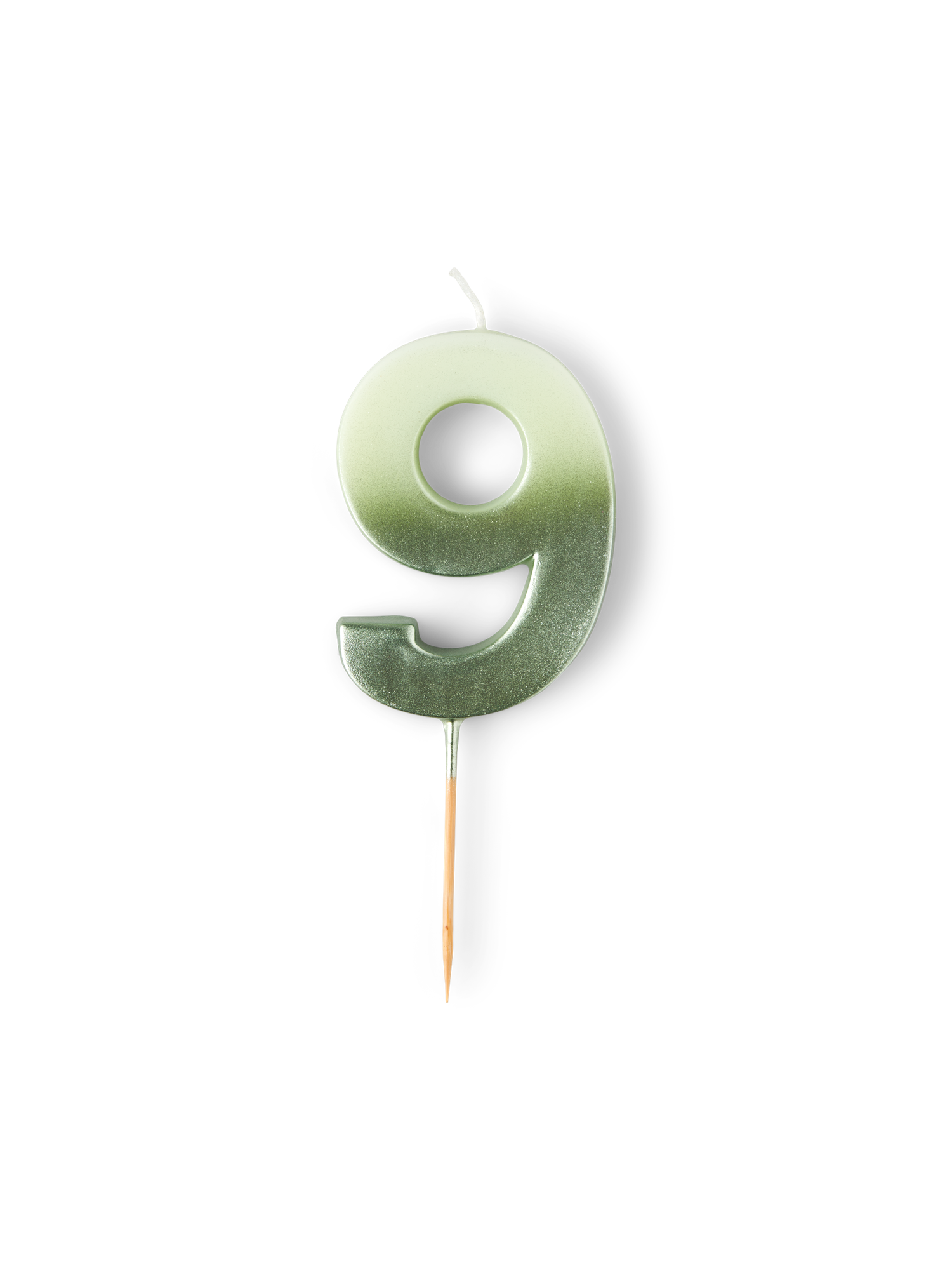 Number birthday candle 9 Paraffin wax. 4.5 x 7 cm.