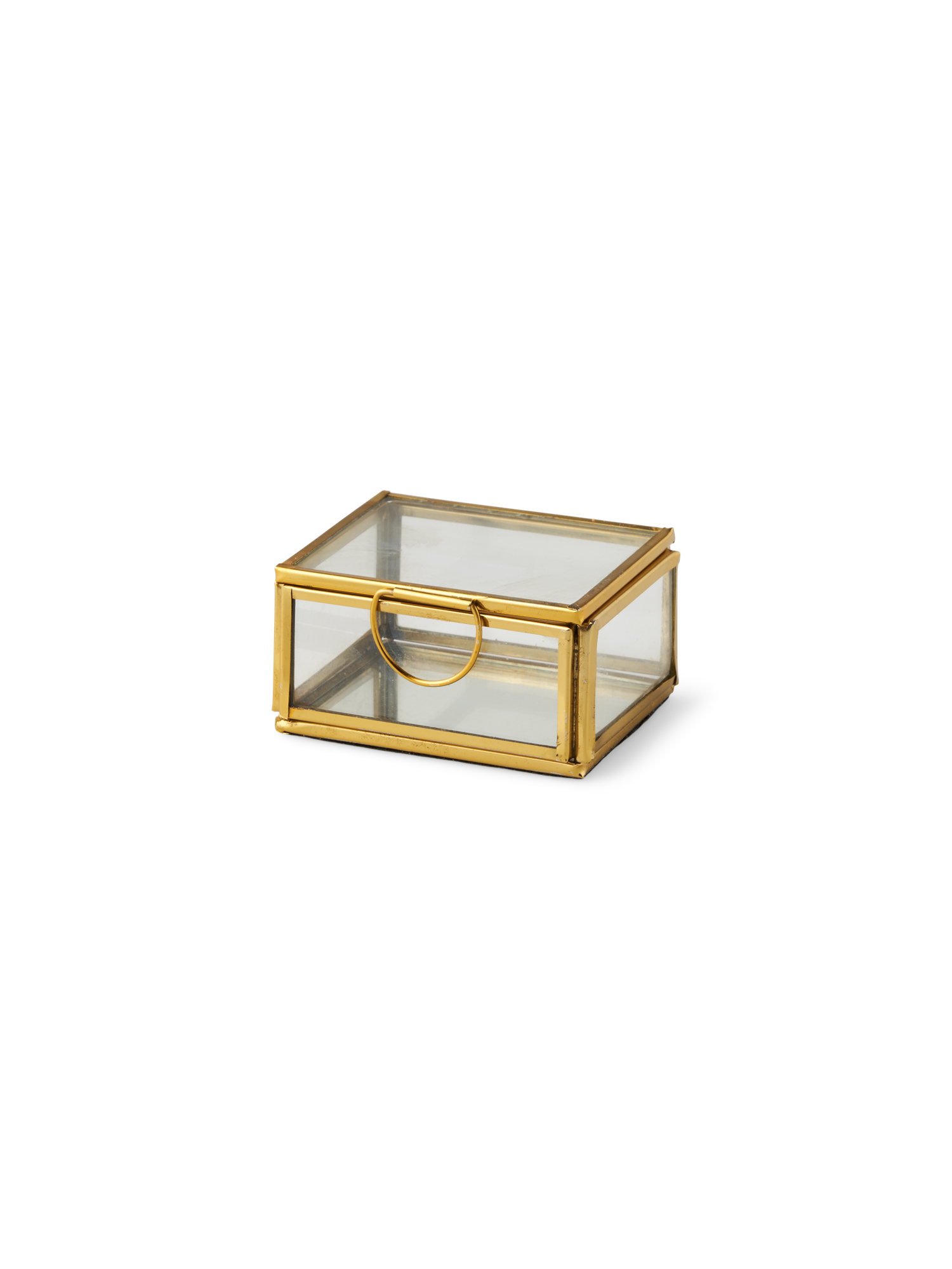 Jewellery box Glass/brass. 6 x 7.5 x 4 cm.