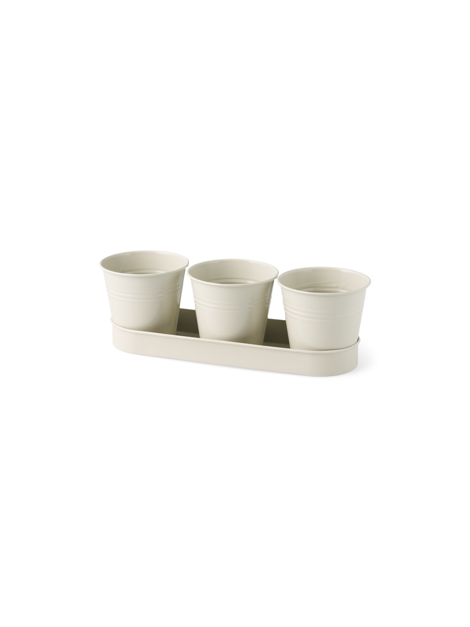 Flowerpots with tray Metal. 33 x 11 cm. Ø10.5 cm. 3 pots.