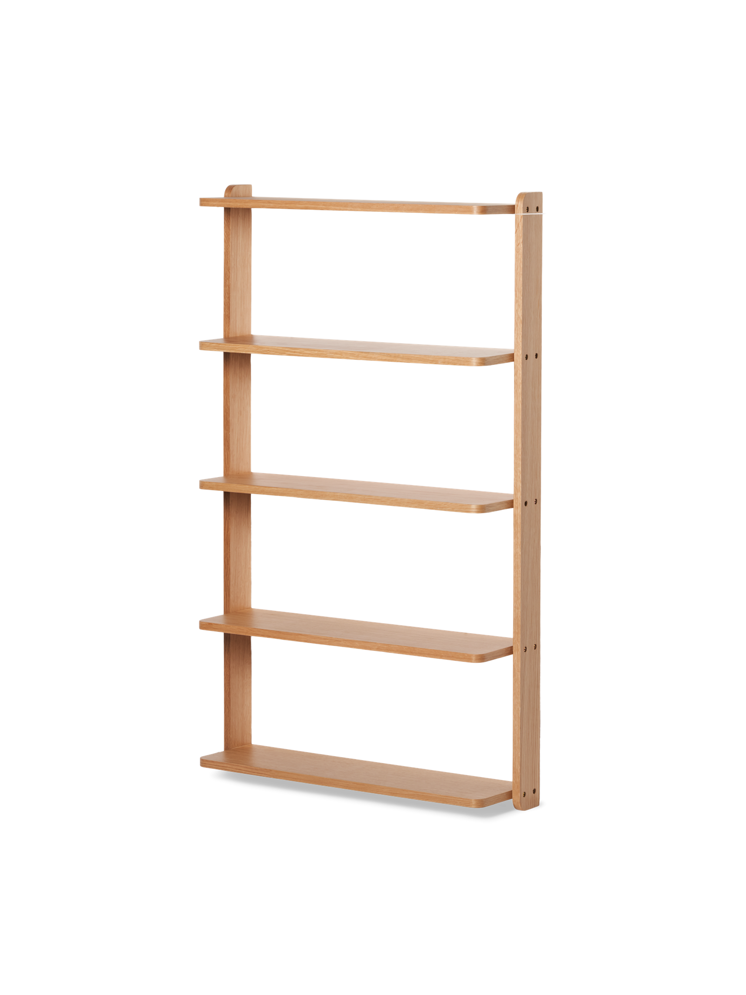 Tiered wall shelf MDF/solid oak/oak veneer. 65 x 108 x 17 cm.
