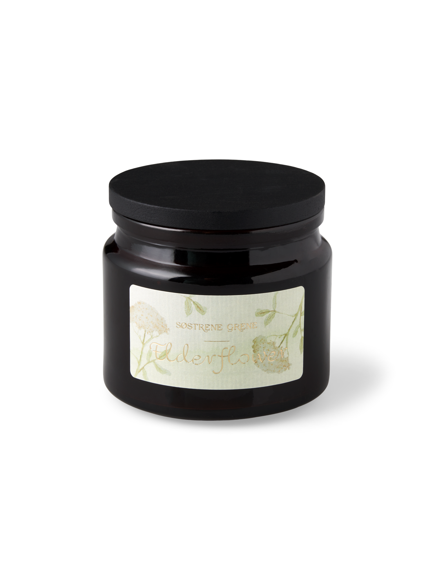 Scented candle Elderflower Rapeseed wax/scent/glass/bamboo. 30 hours.