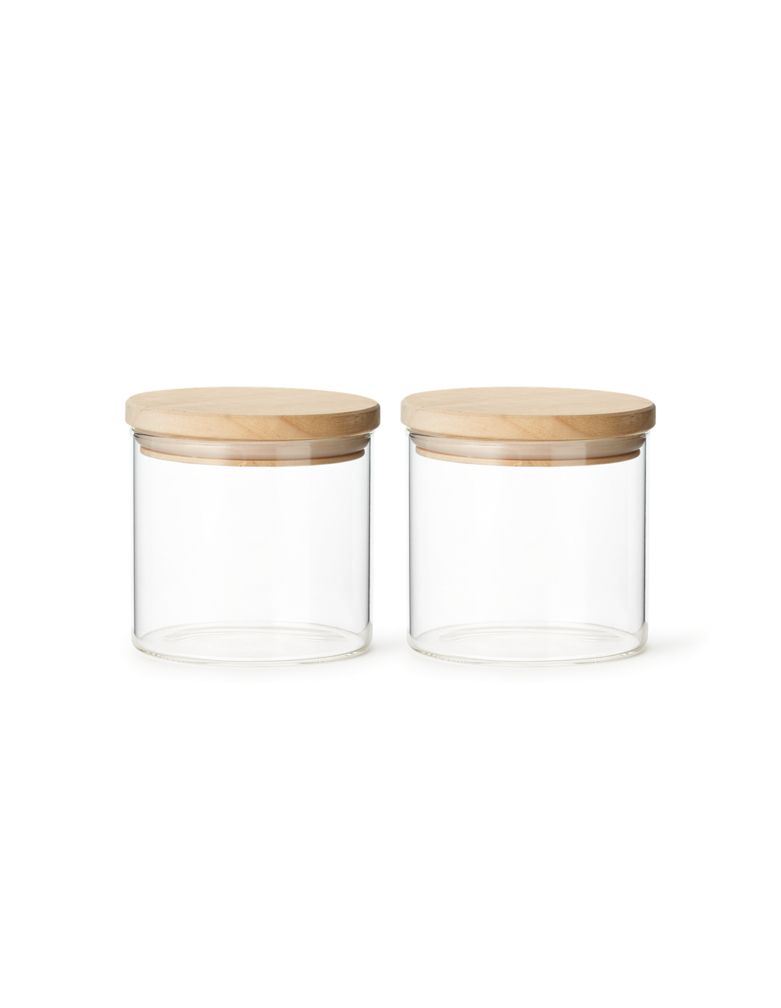 Jars with lid 2-pack Glass/rubber wood. 425 ml. 2 pcs.
