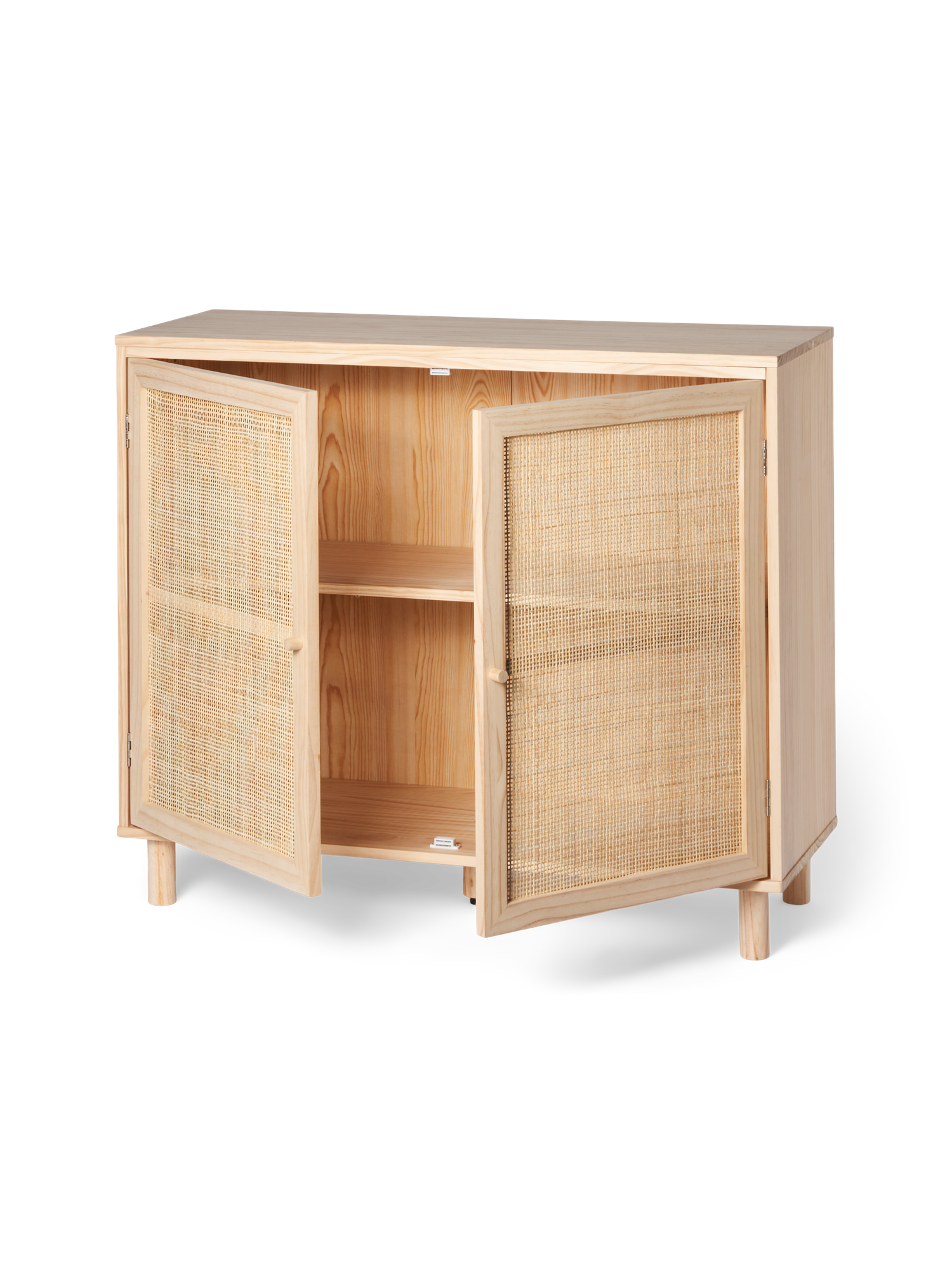 Cabinet Pinewood/rattan. 95 x 35 x 80 cm.