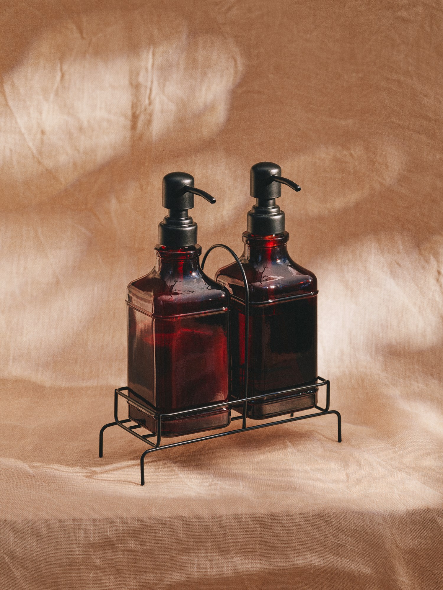 Dispenser set Glass/iron. 20 x 8.5 x 24 cm.