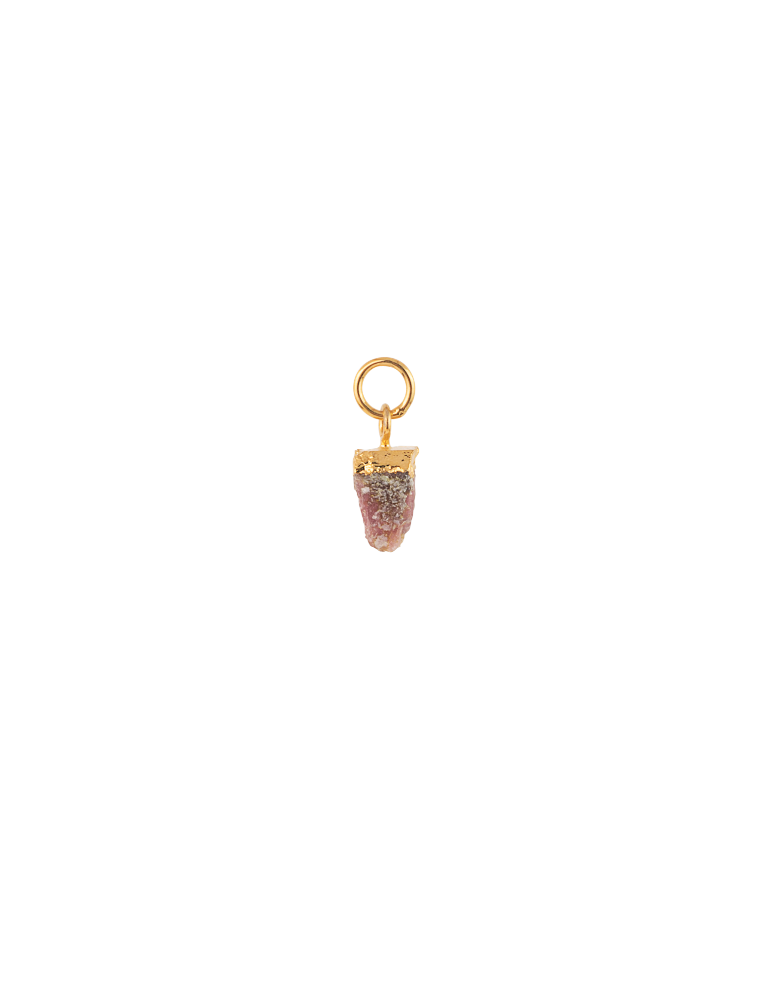 Birthstone October Pendant Brass/3 micron 18k gold-plated/raw pink tourmaline. 1 pc.