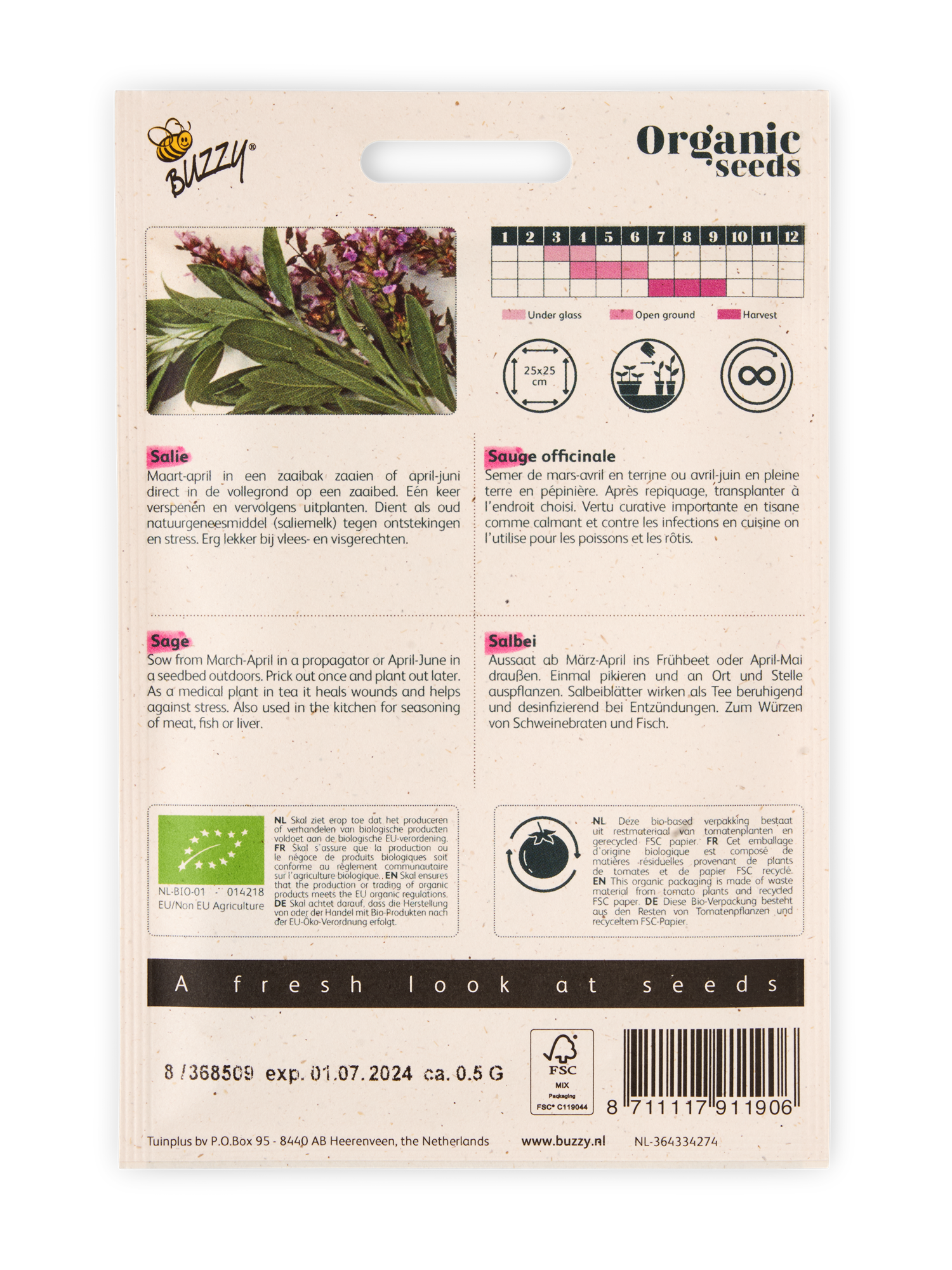 Buzzy® Organic Sage Seeds. 0.5 g.