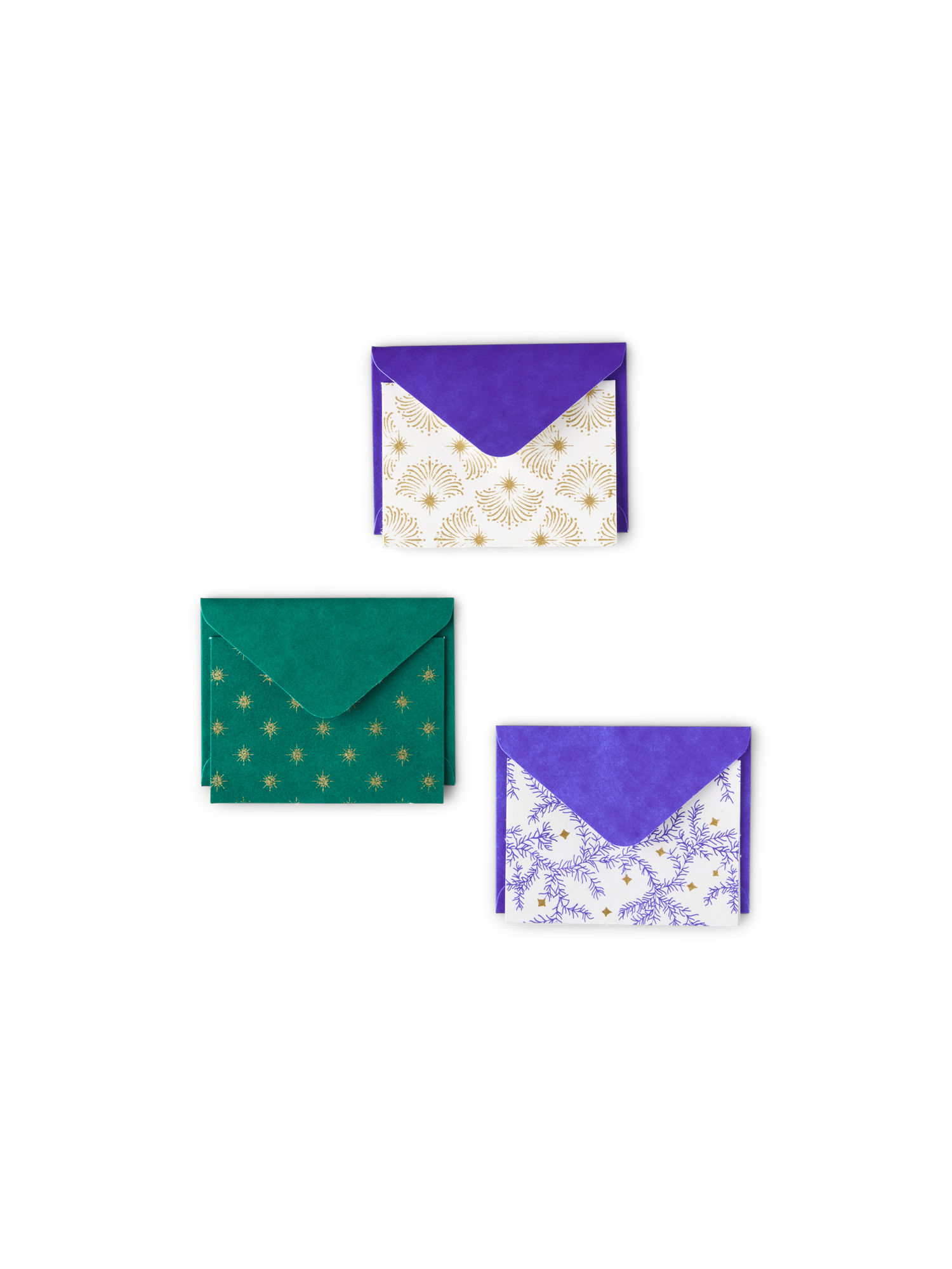 Greeting cards with envelopes Cotton. 8 x 11 cm. 3 cards/3 envelopes.