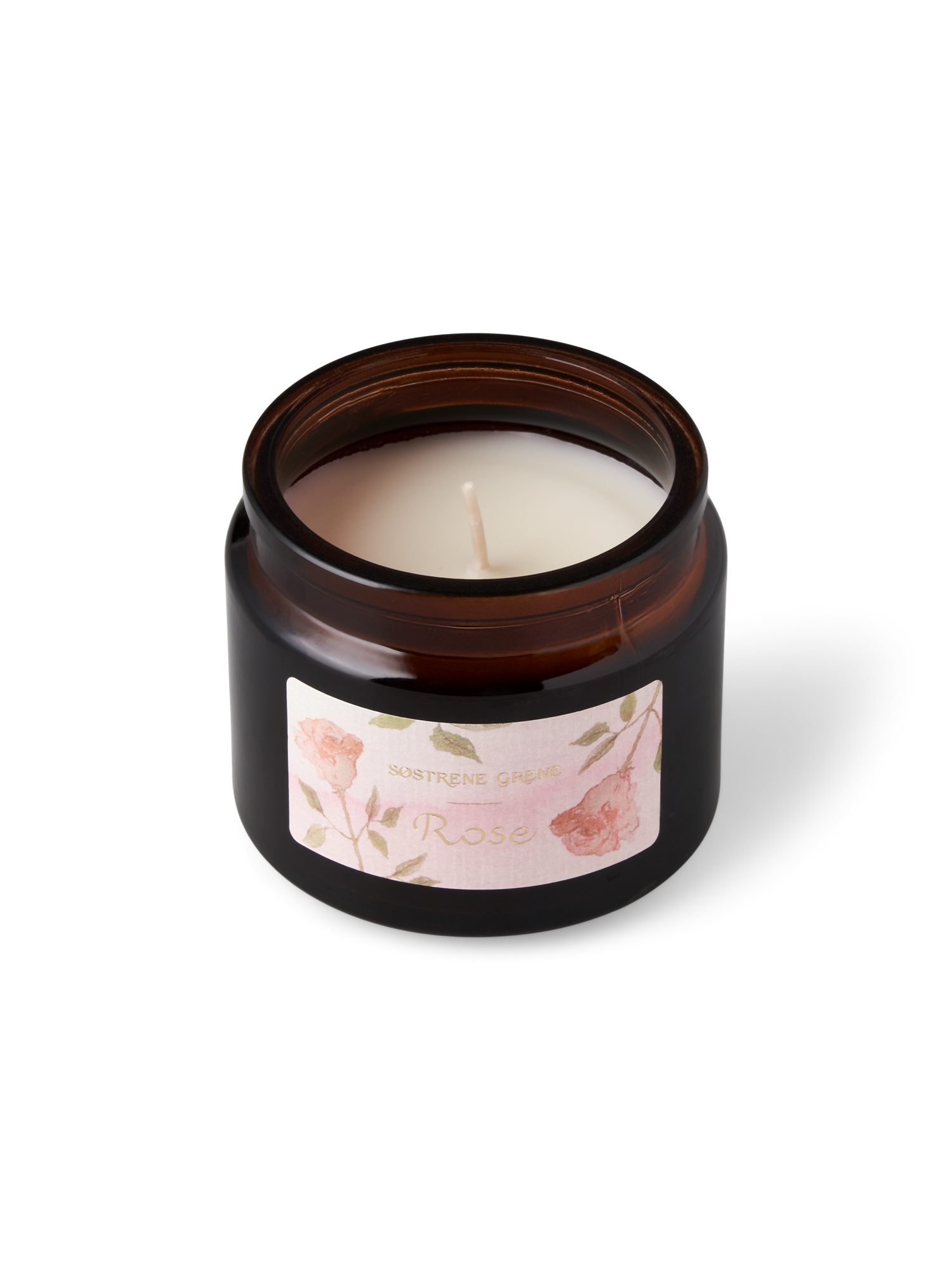 Scented candle Rose Rapeseed wax/scent/glass/bamboo. 30 hours.