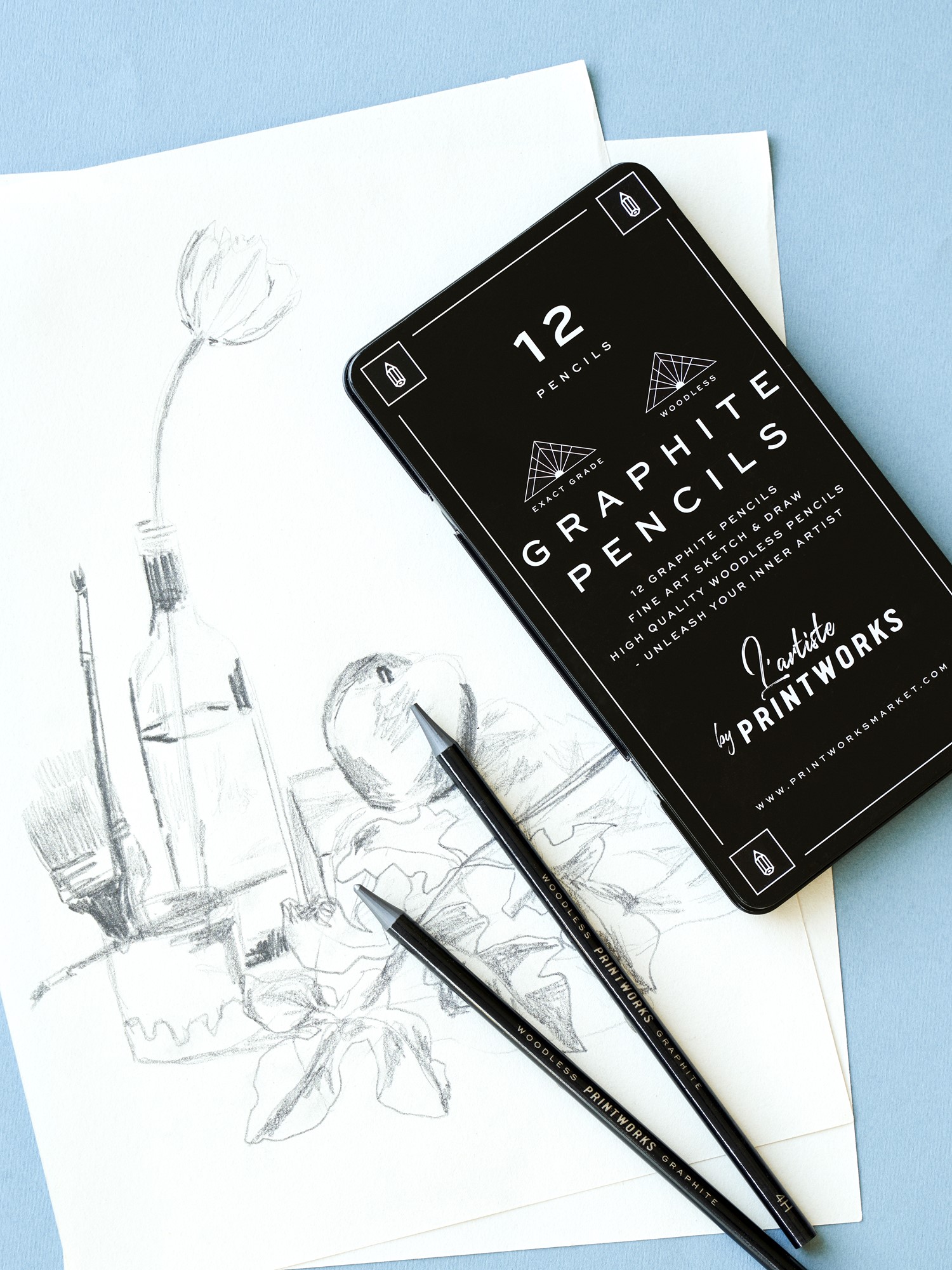 Colouring pencils Graphite Linden wood. 12 pcs.